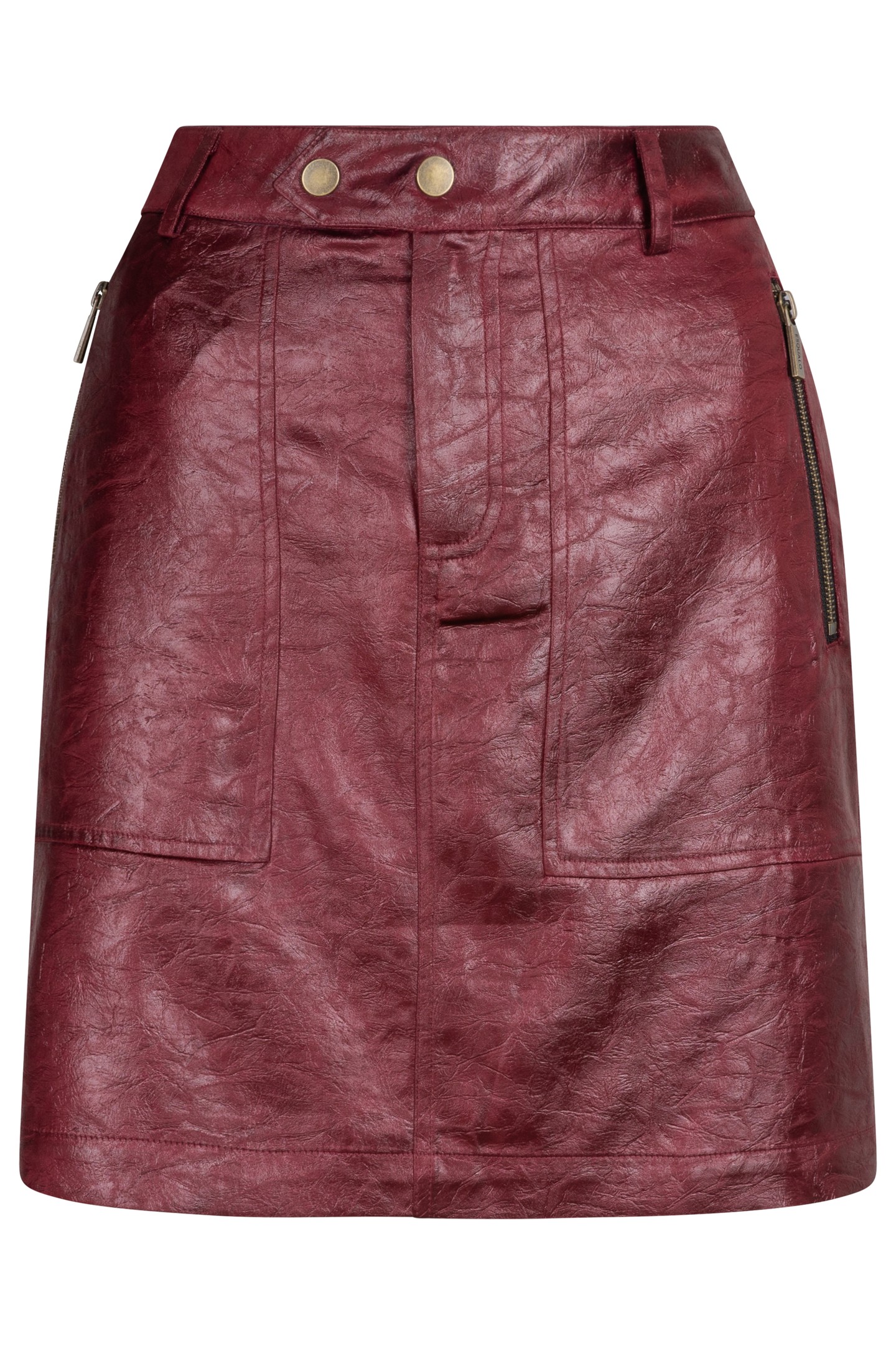 SKIRT ZIPPER METALLIC CRINKLE WINE RED 5