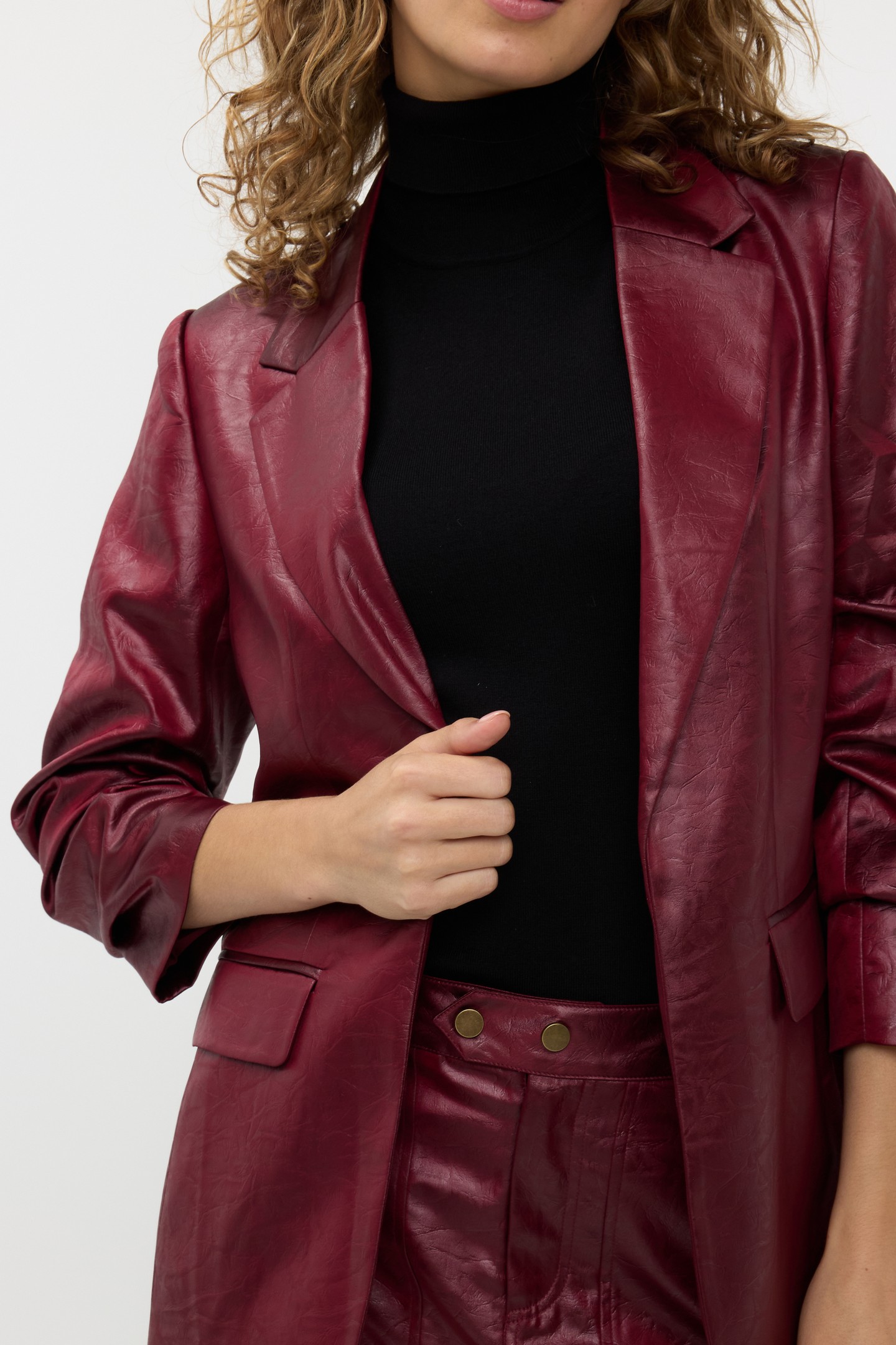 SKIRT ZIPPER METALLIC CRINKLE WINE RED 7