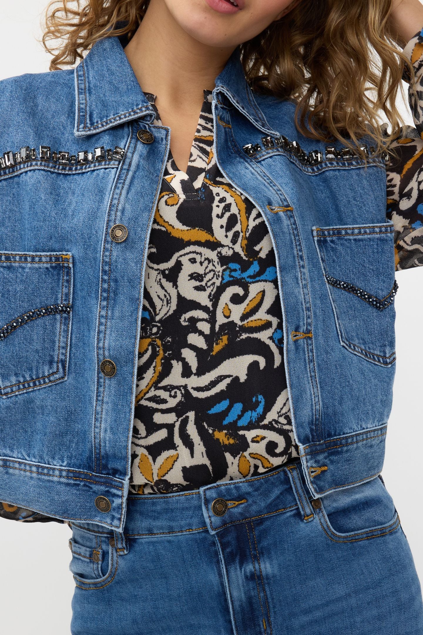 GILET DENIM STONES JEANS BLUE 5