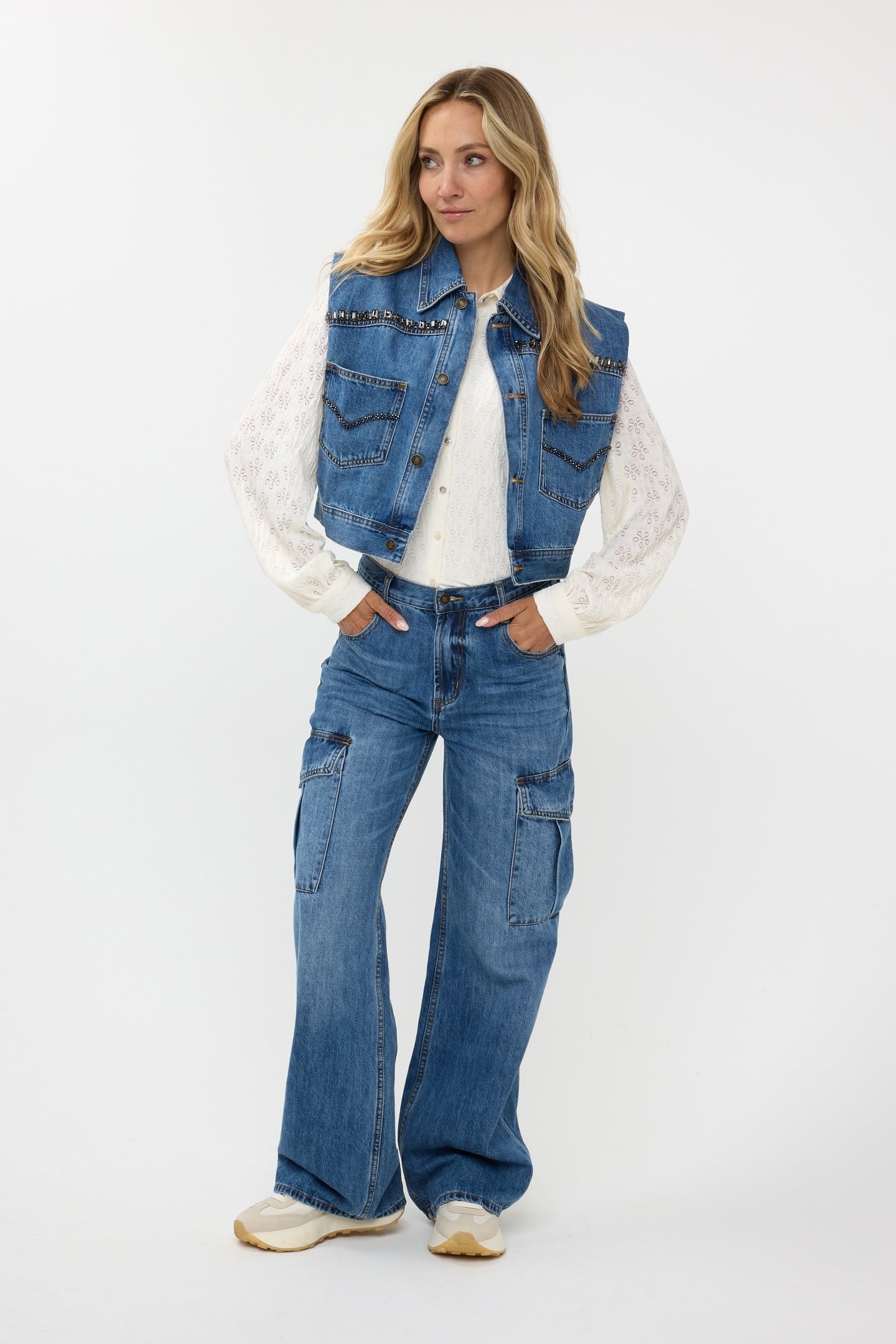 GILET DENIM STONES JEANS BLUE 4