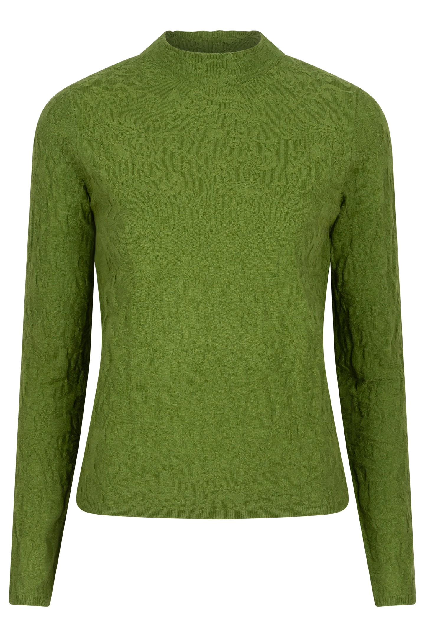 SWEATER SOLID JACQUARD FOREST GREEN 5