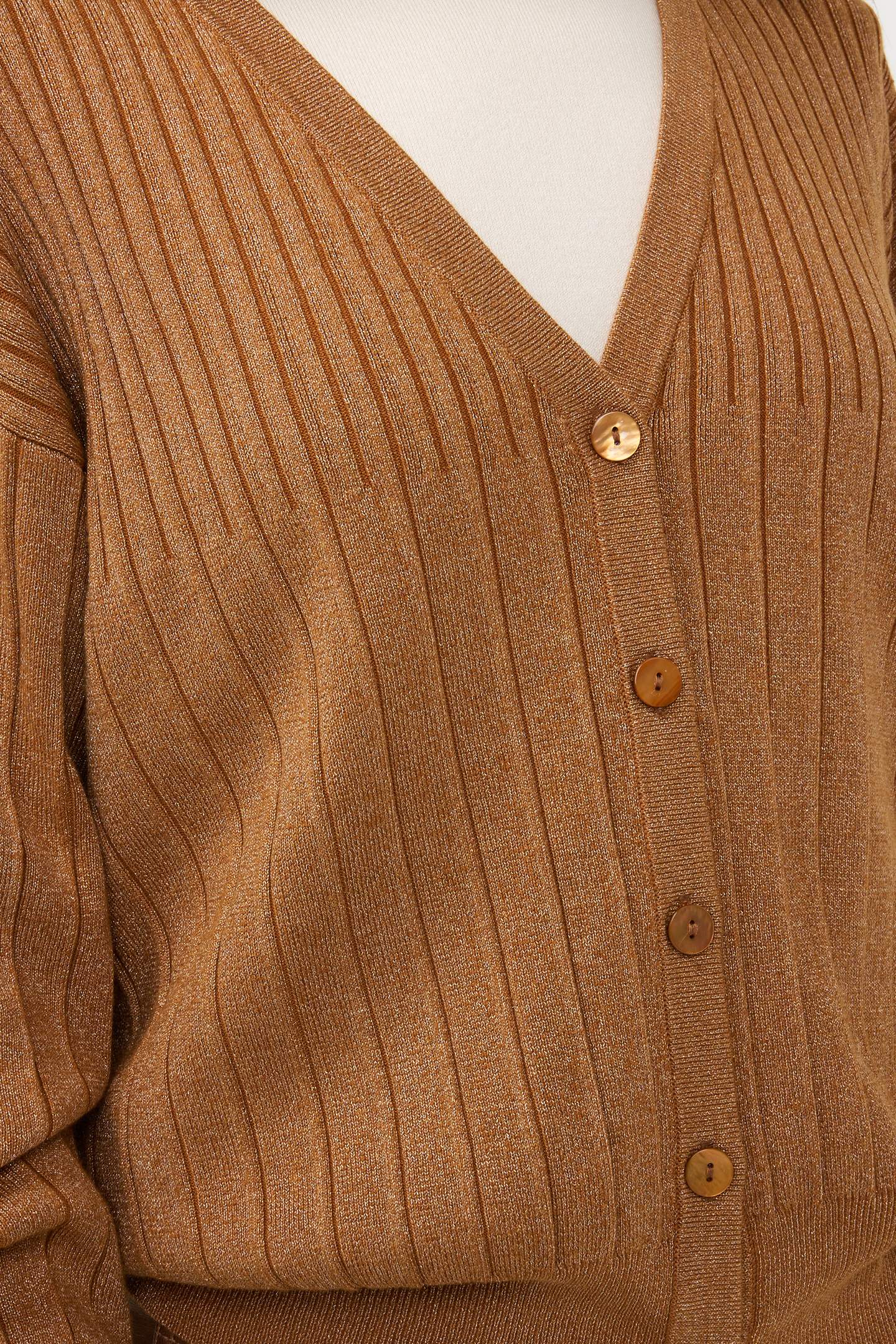 CARDIGAN RIB LUREX CARAMEL 8