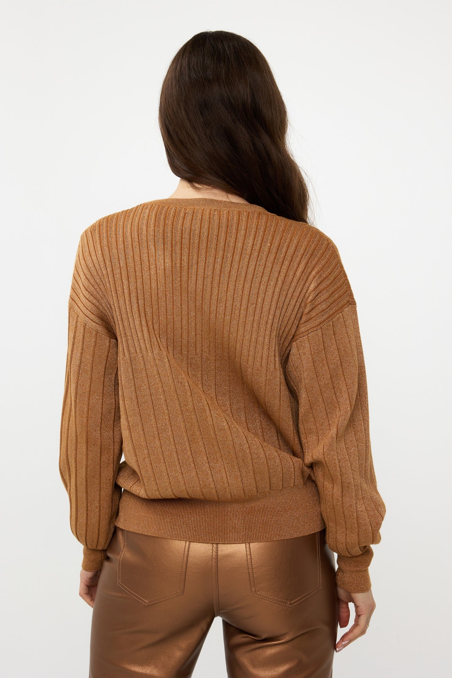 CARDIGAN RIB LUREX CARAMEL 4