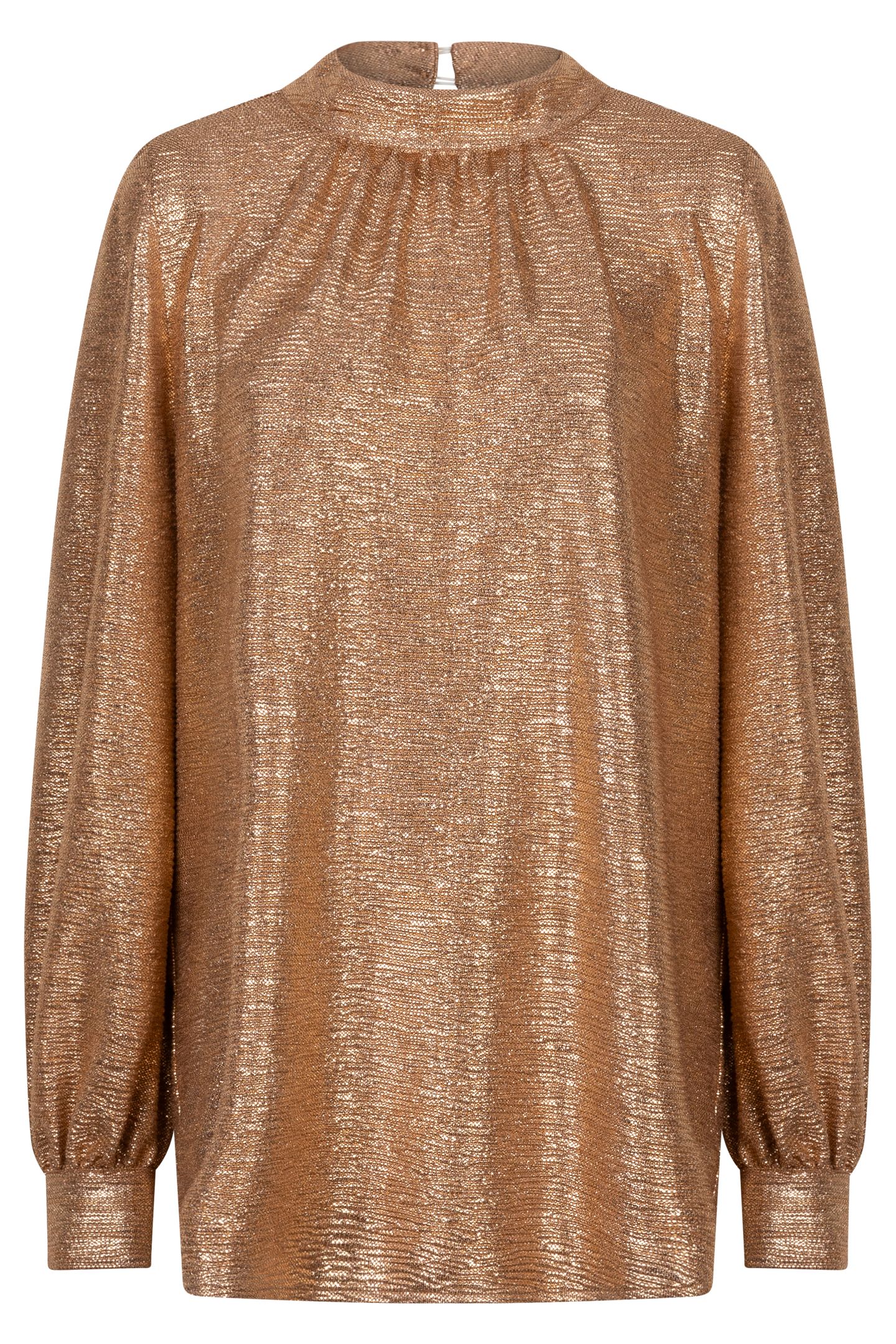 BLOUSE FANCY FOIL PLISSE BRANDY 5