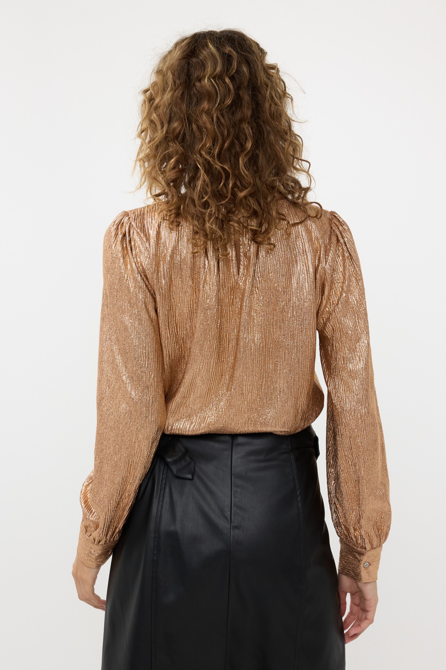BLOUSE FANCY FOIL PLISSE BRANDY 4