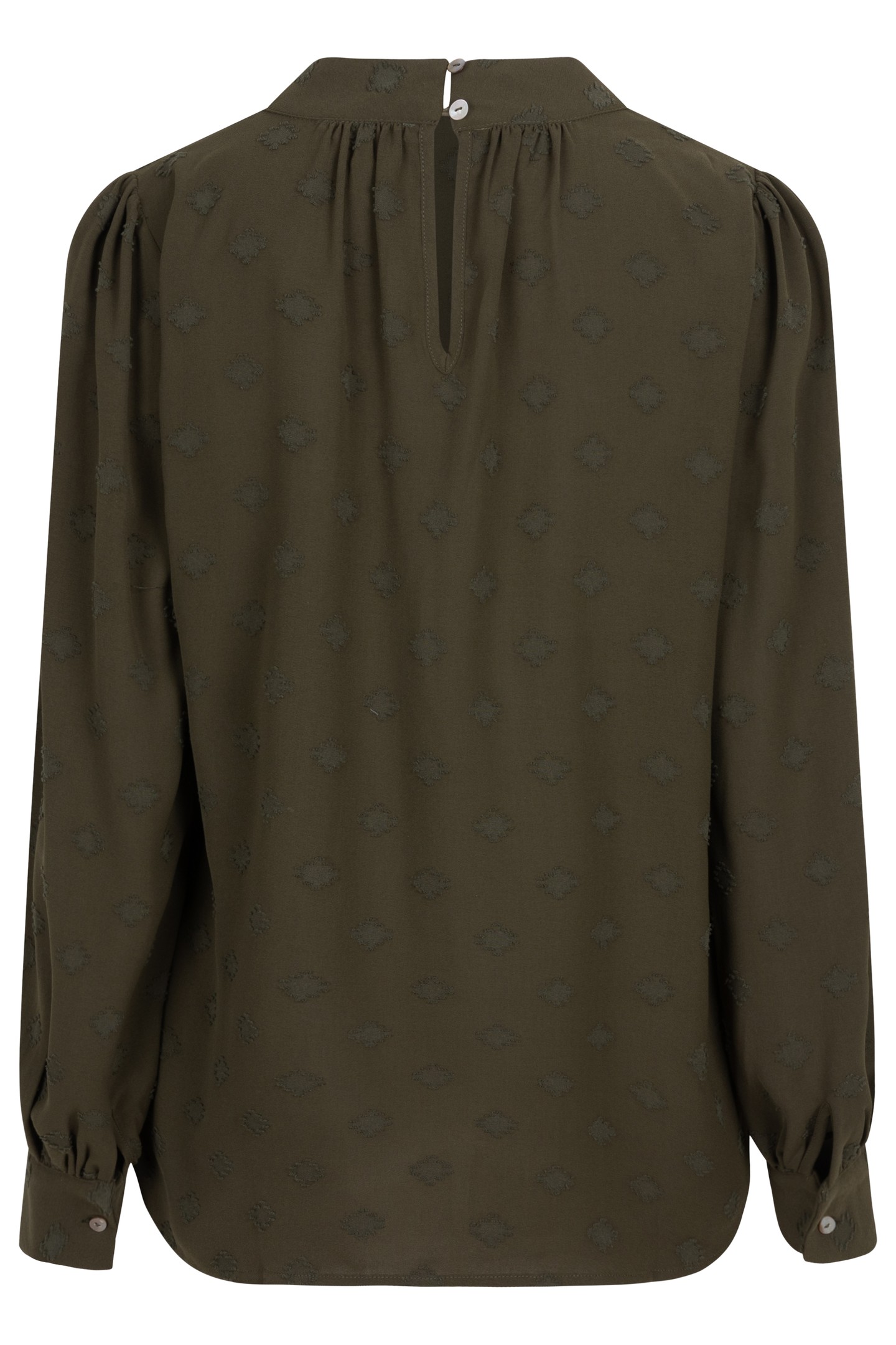 BLOUSE HIGH COLLAR PLUMETIS MOSS GREEN 5