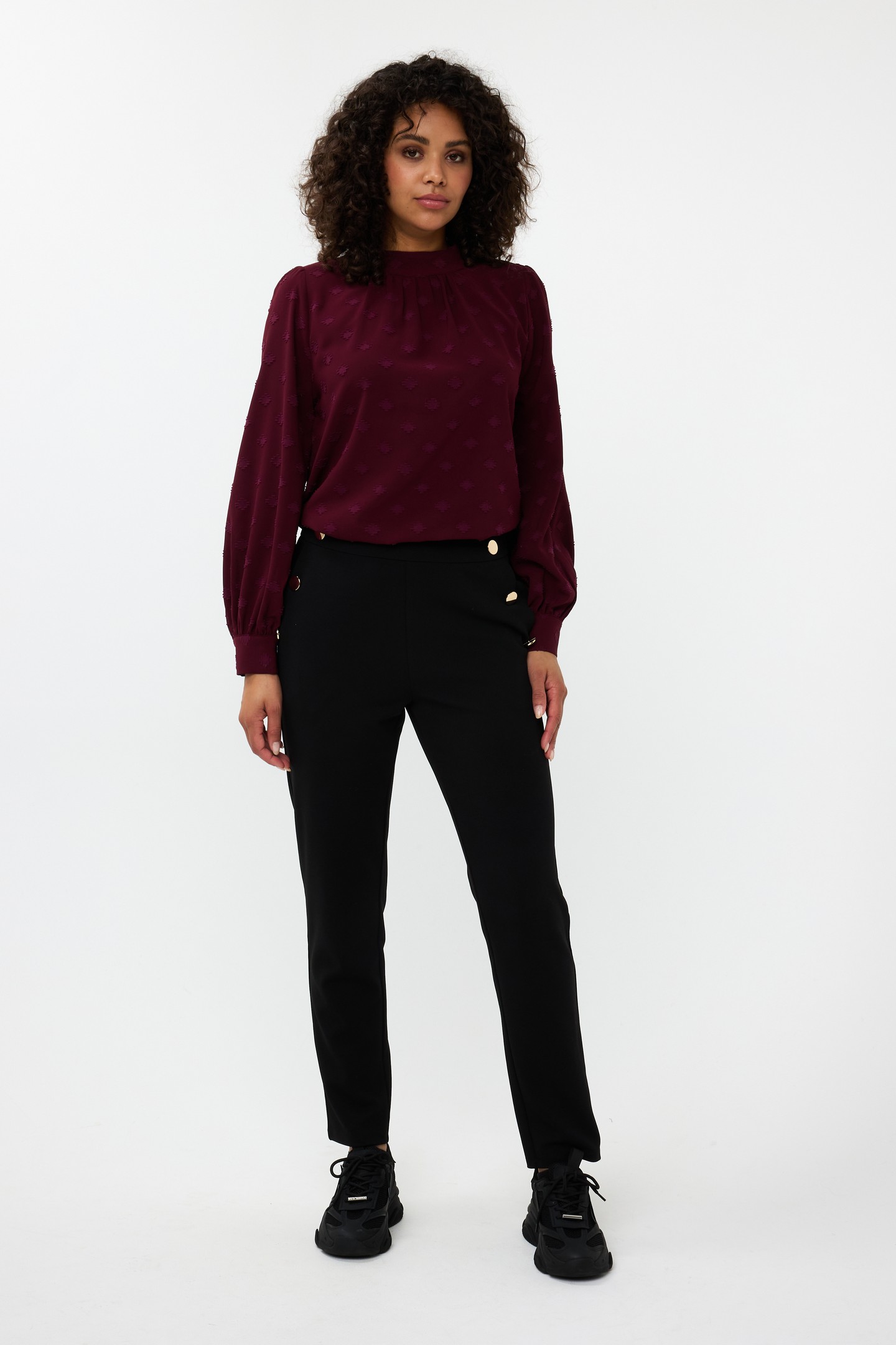 BLOUSE HIGH COLLAR PLUMETIS WINE RED 1