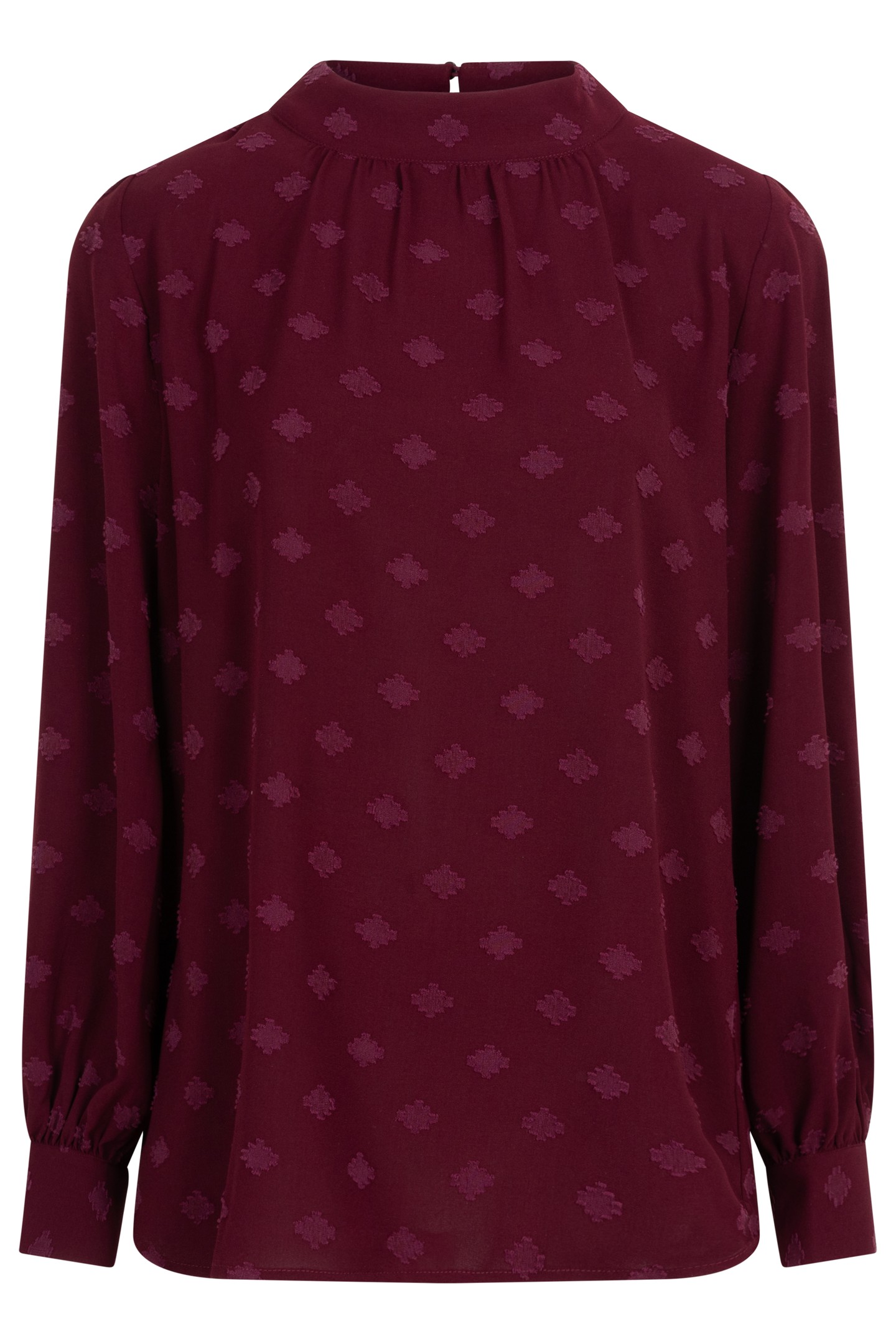 BLOUSE HIGH COLLAR PLUMETIS WINE RED 4