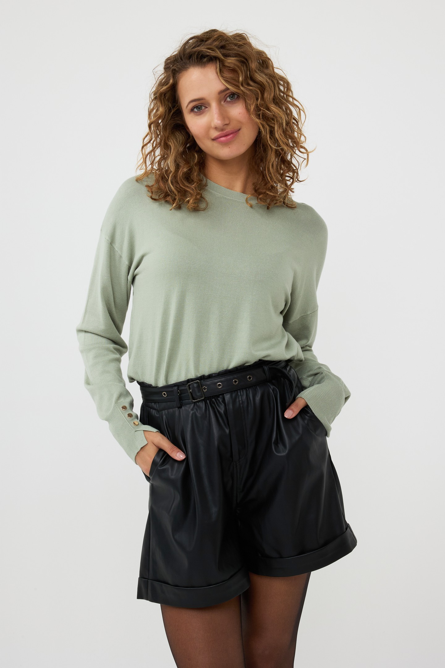 SWEATER R-NECK BASIC KNIT JADE 1