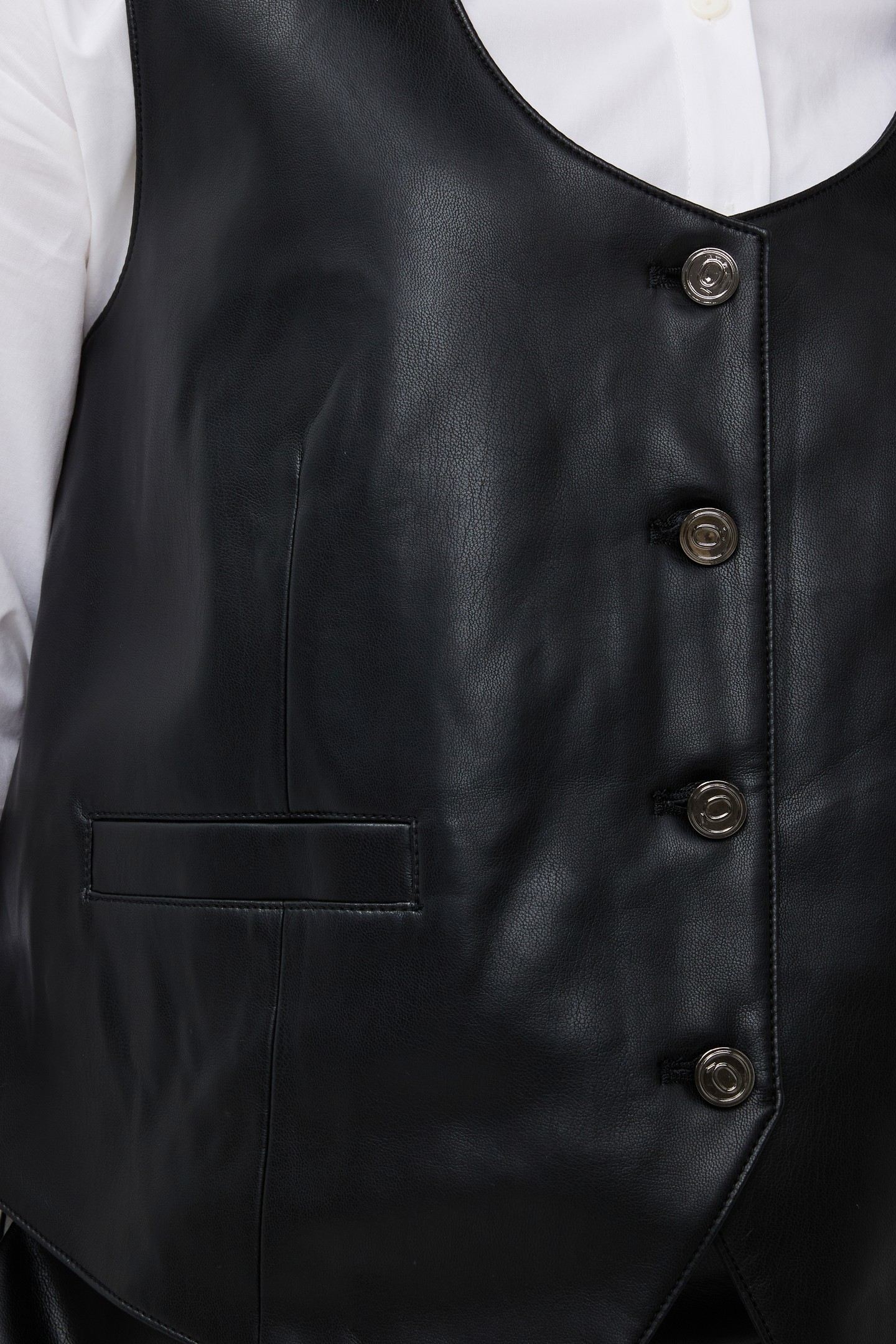 GILET SHORT VEGAN LEATHER BLACK 6