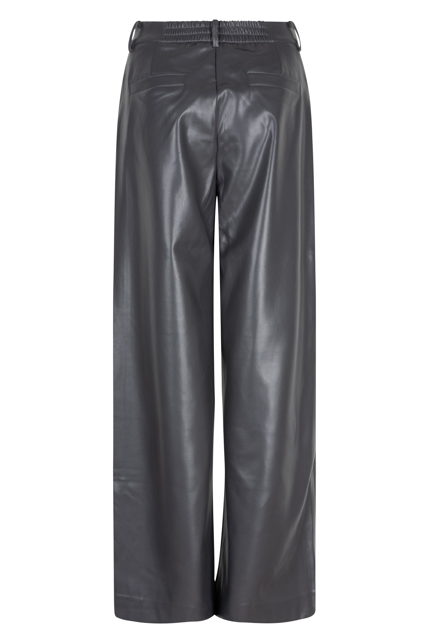 TROUSERS WIDE VEGAN LEATHER GREY 5