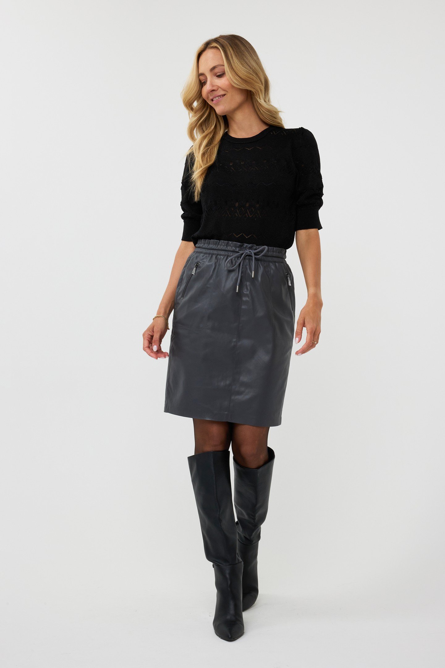 SKIRT SPORTY VEGAN LEATHER GREY 1