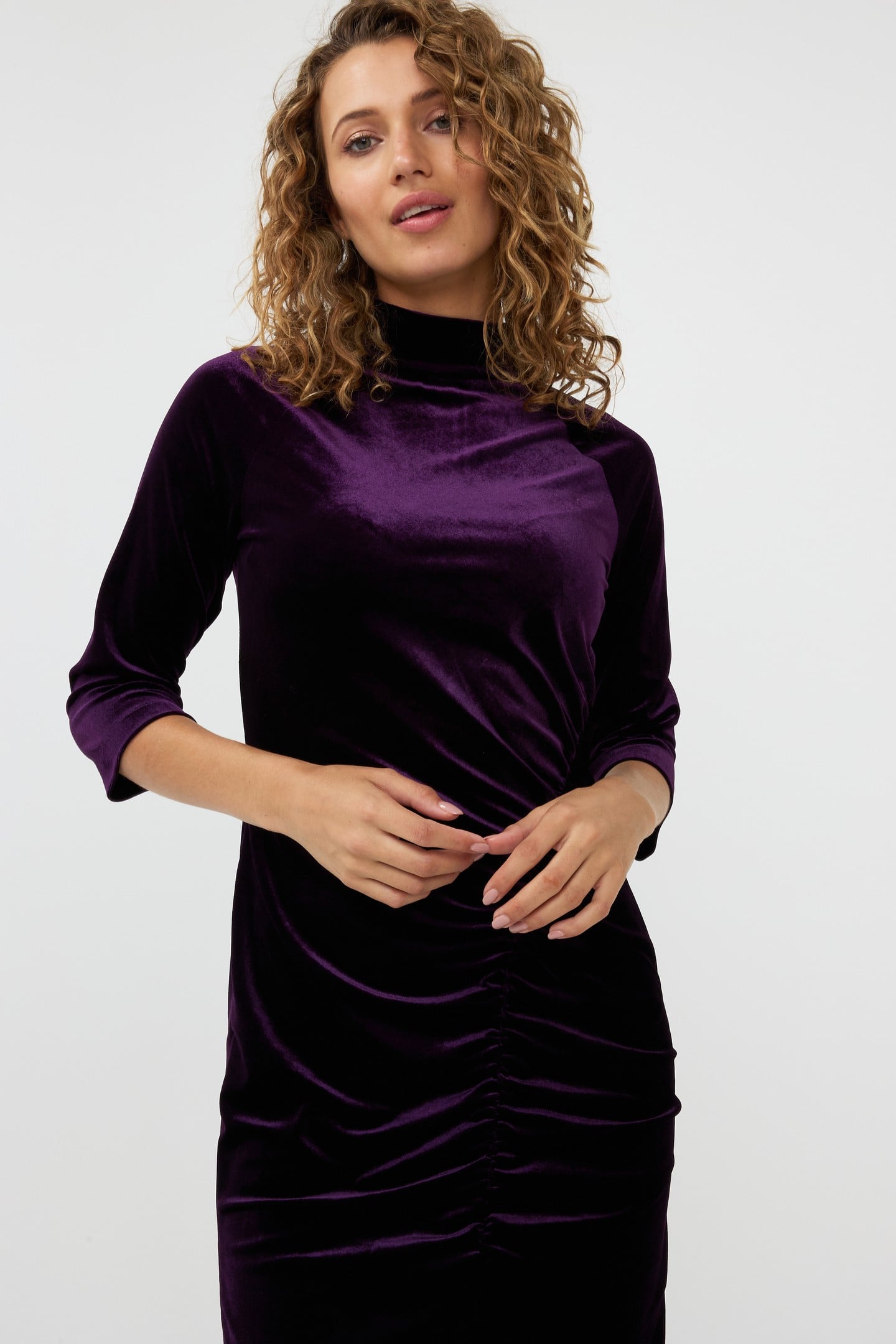 DRESS VELOURS GATHERING DARK PURPLE 2