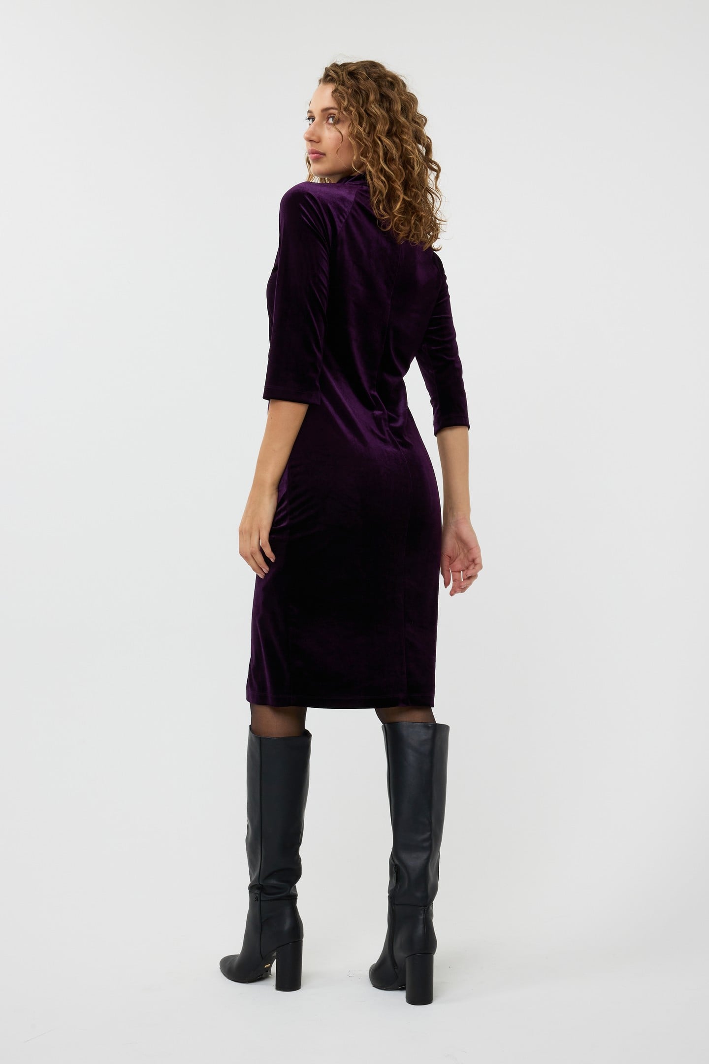 DRESS VELOURS GATHERING DARK PURPLE 3