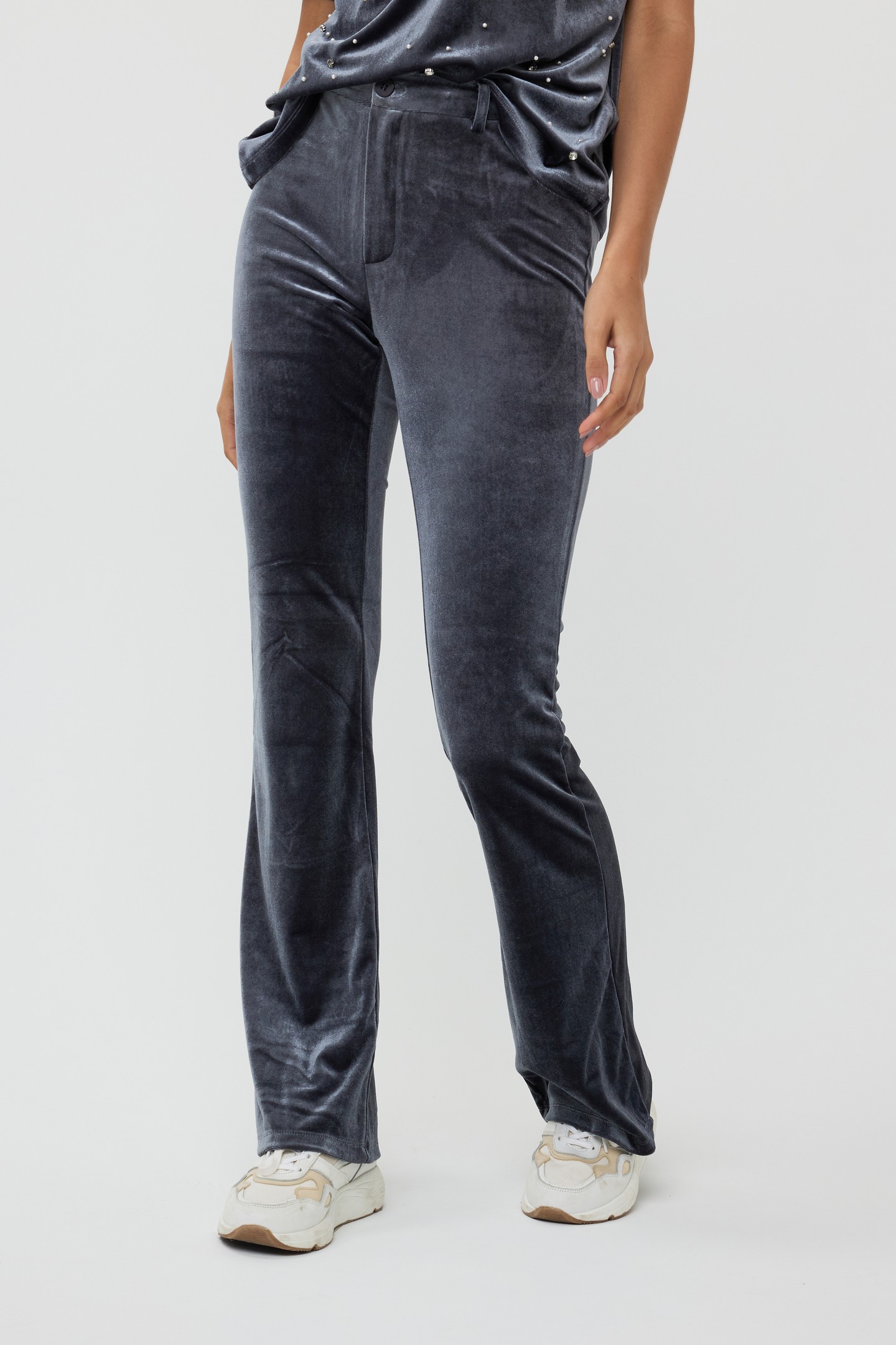 TROUSERS FLAIR VELOURS GREY 2