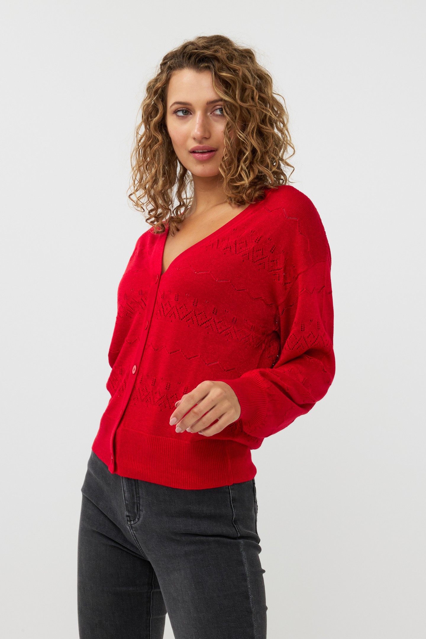 CARDIGAN S/SLV LUREX RED 1