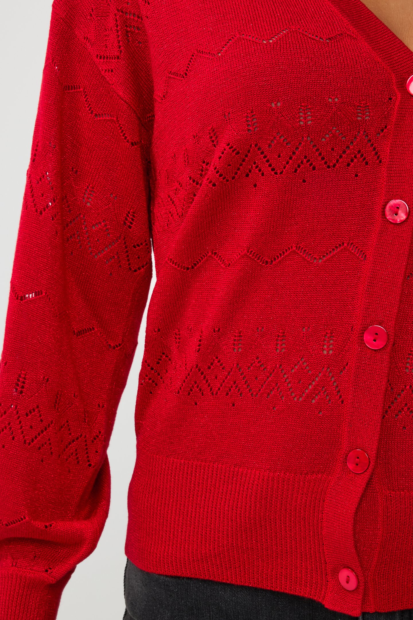 CARDIGAN S/SLV LUREX RED 6
