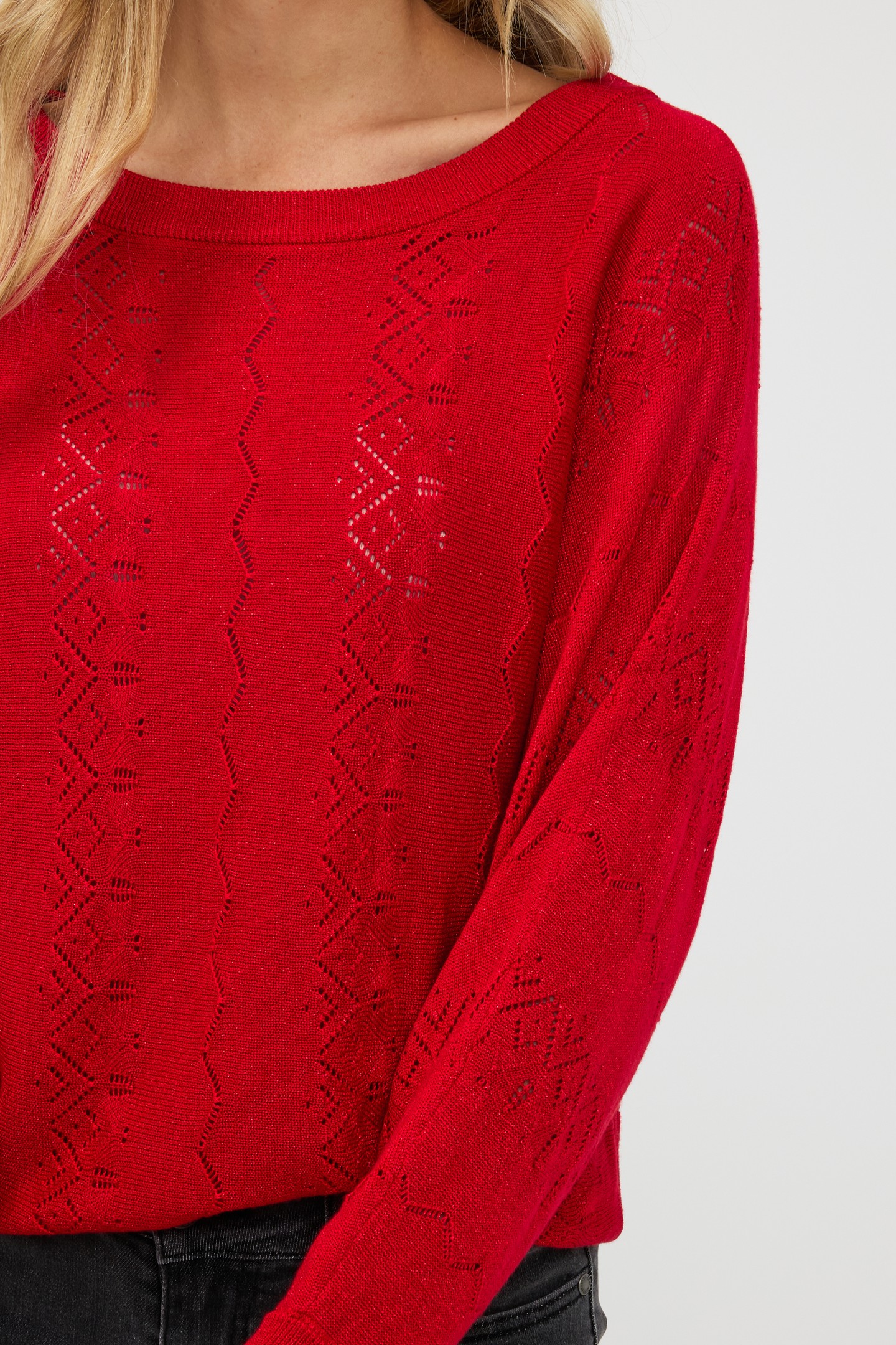 SWEATER BATWING LUREX RED 6