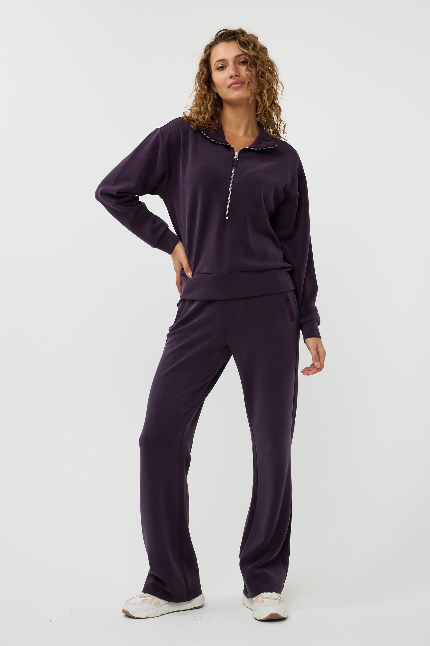 SWEATER ZIPPER MODAL DARK PURPLE 1
