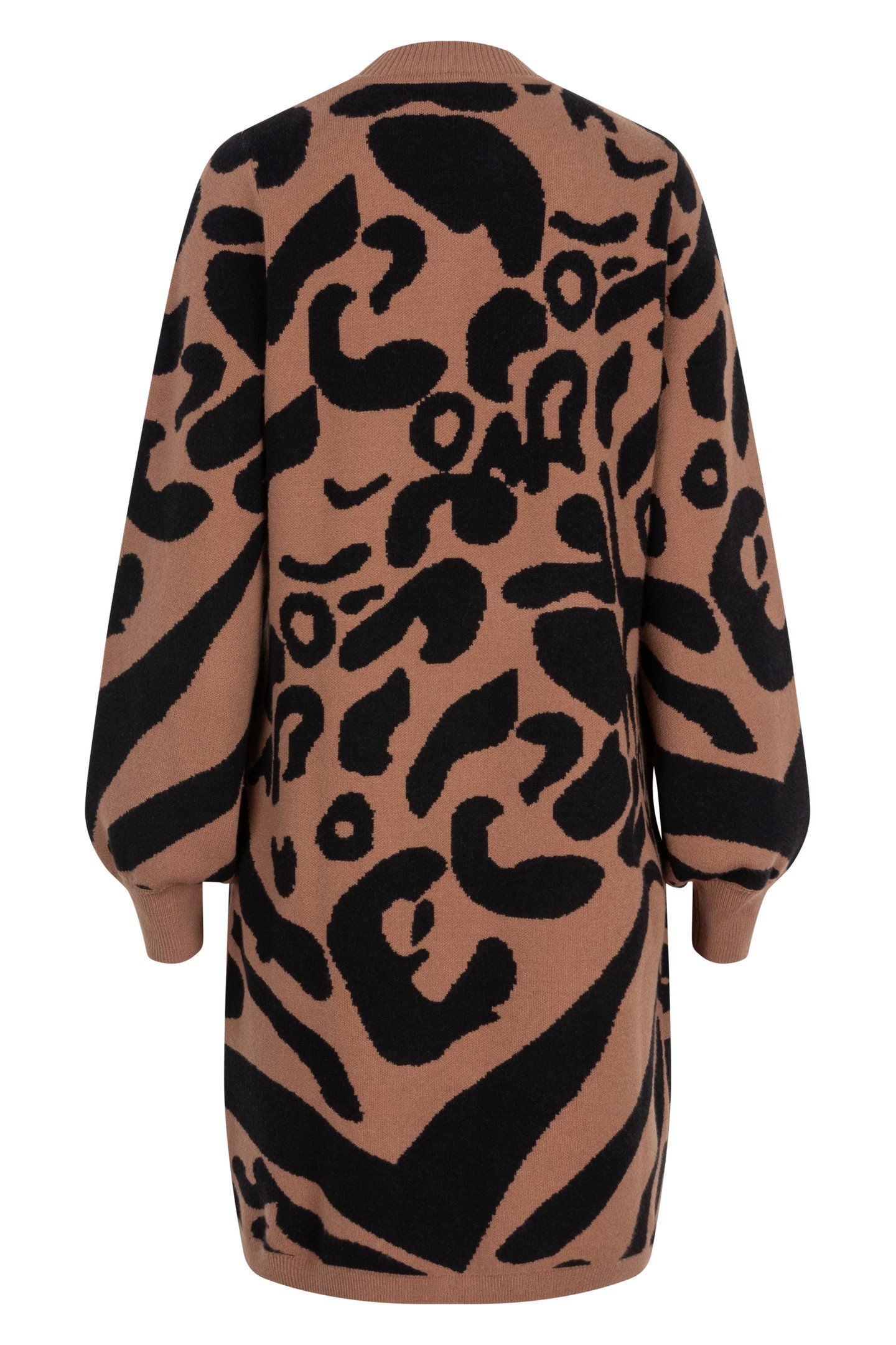 DRESS 2TONE JACQUARD ANIMAL BLACK / CINNAMON 5