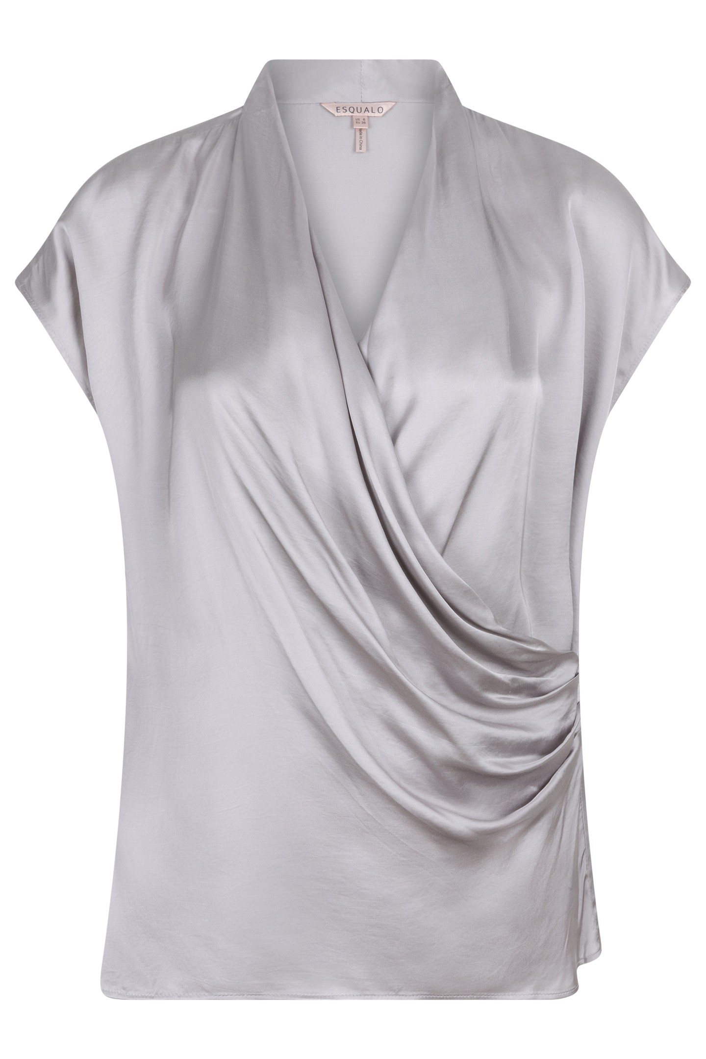BLOUSE SATIN OVERLAP GATHERING LIGHT GREY 4