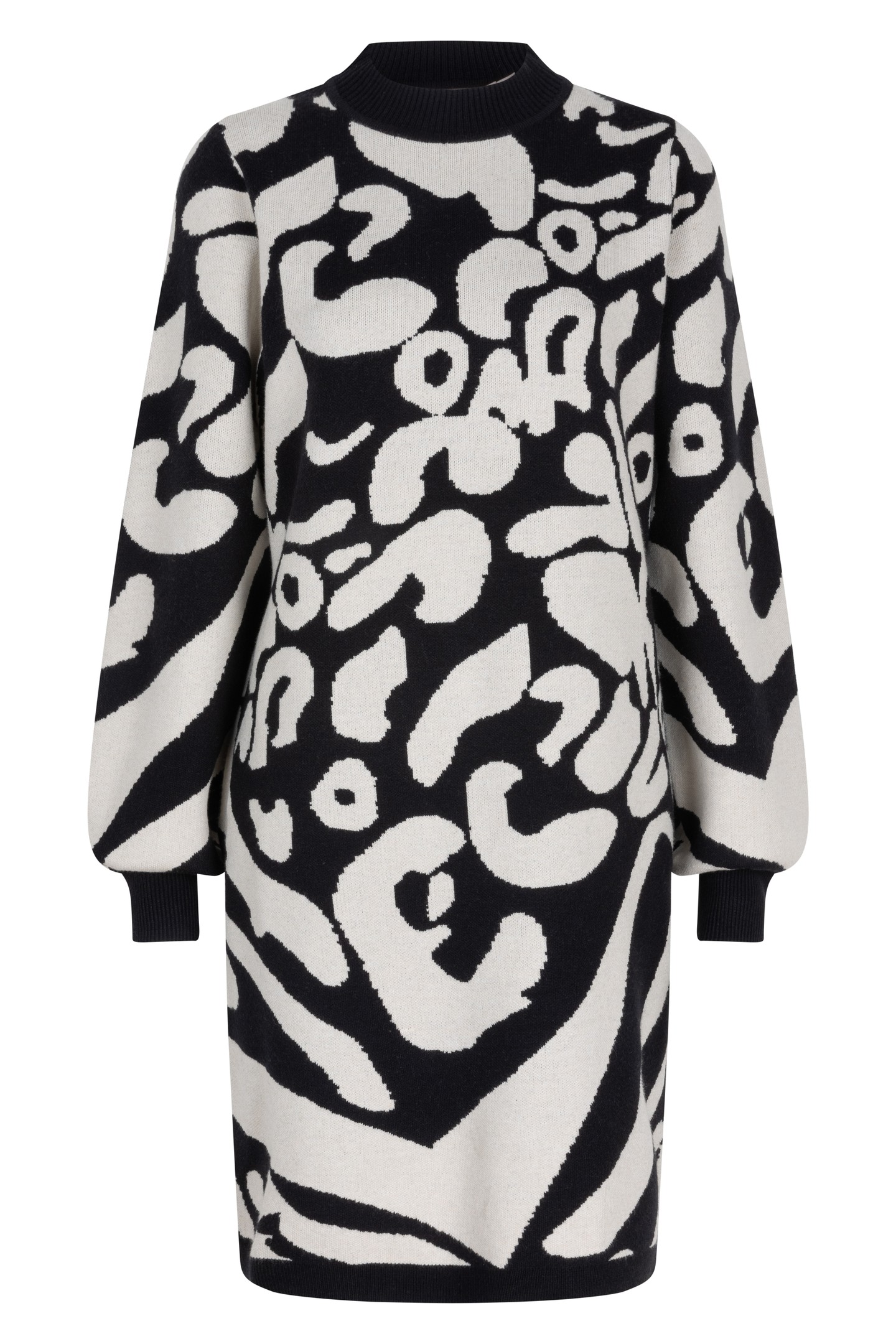 DRESS 2TONE JACQUARD ANIMAL BLACK / GREY 5