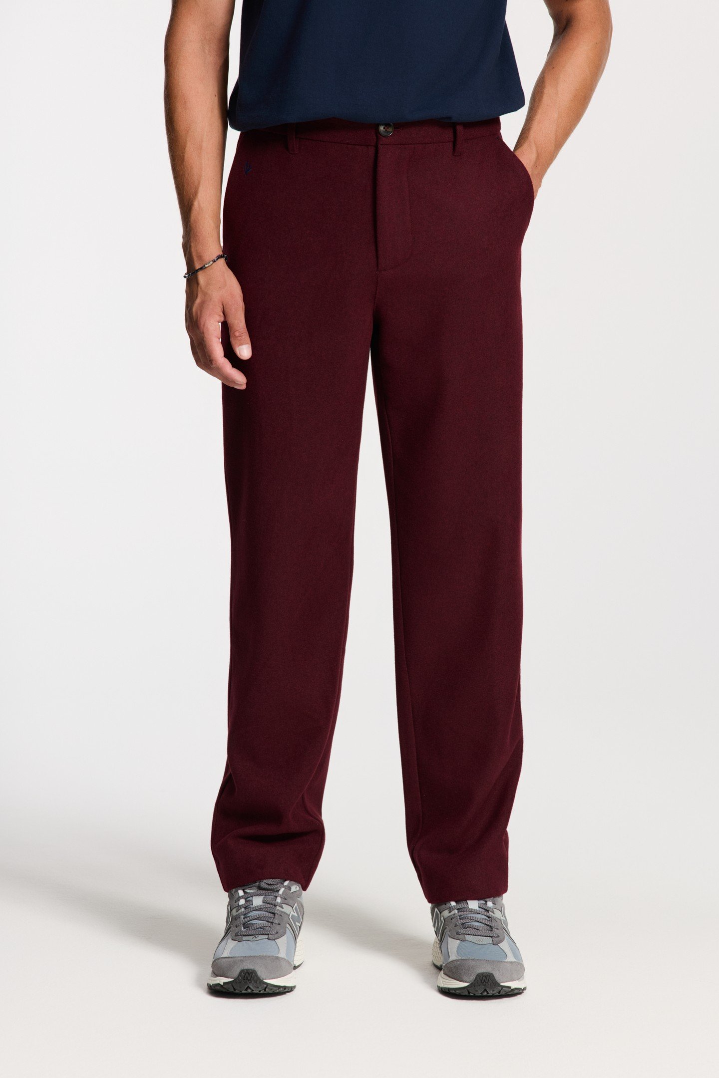 FORD WOOL BLEND STRAIGHT FIT TROUSERS RED EARTH 1