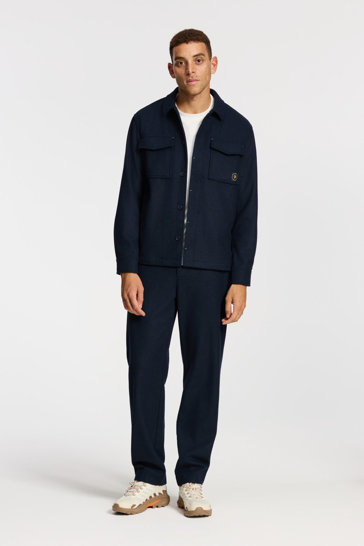 STAN WOOL BLEND LONG SLEEVE SHIRT BLUE DARK NAVY 2