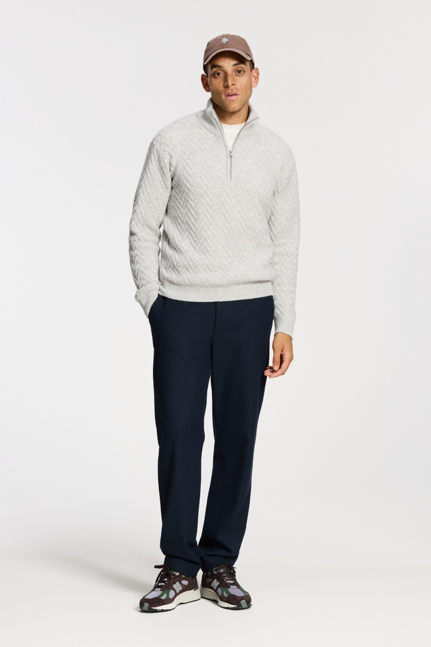 PIKE RELAXED FIT ZIGZAG PULLOVER LIGHT GREY MELANGE 3