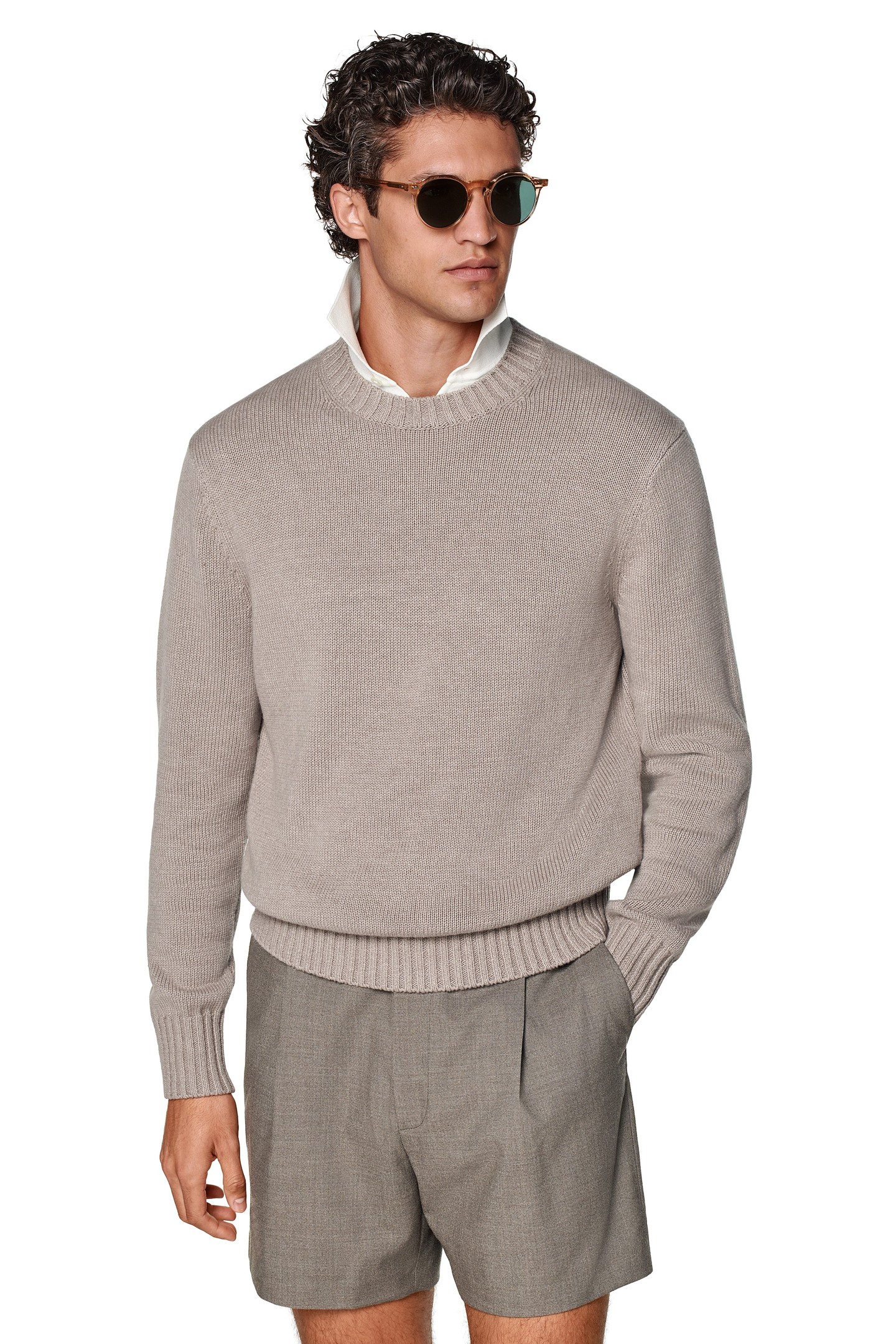 LS CREWNECK COTTON LINEN SILK TAUPE TAUPE 2