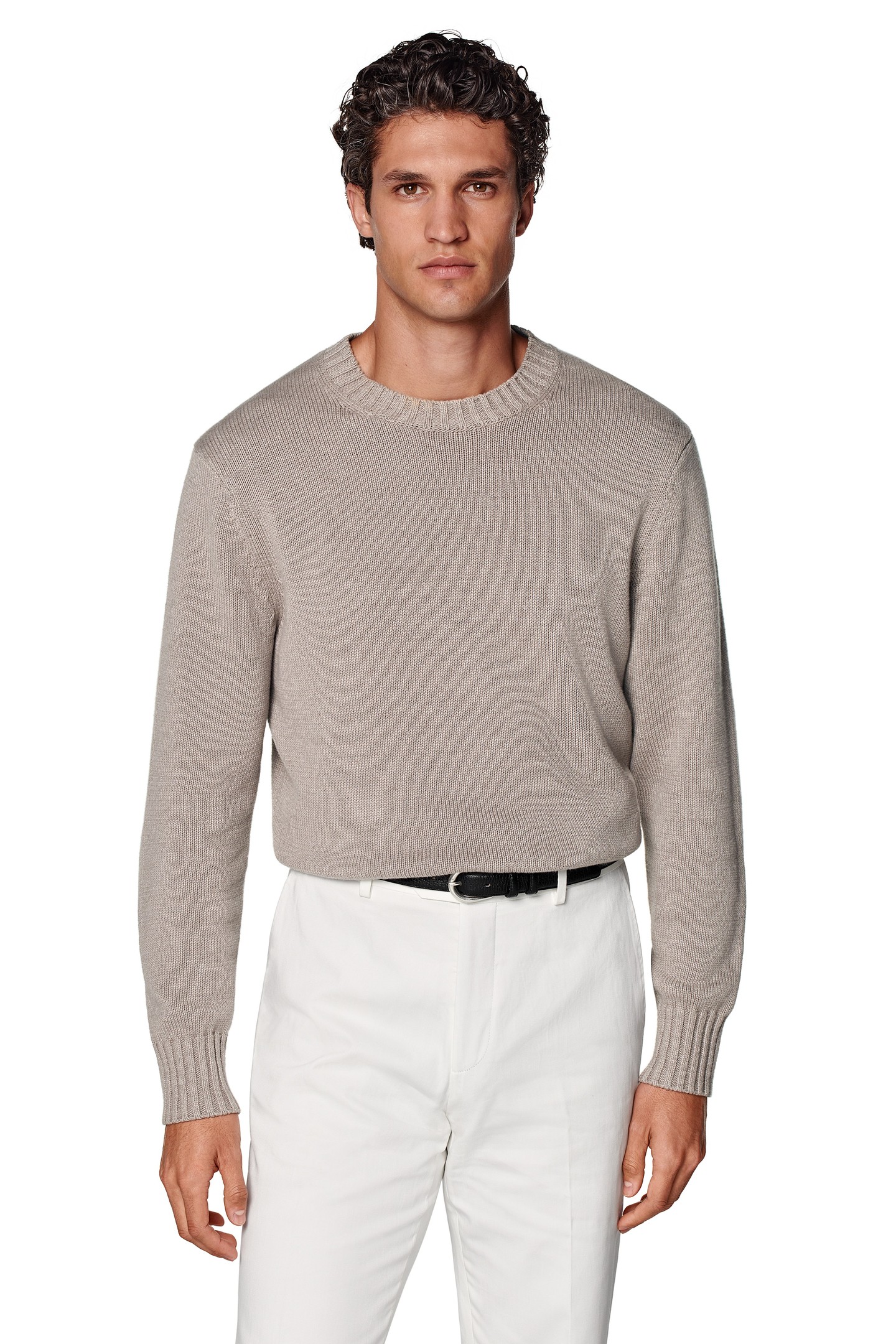 LS CREWNECK COTTON LINEN SILK TAUPE TAUPE 1