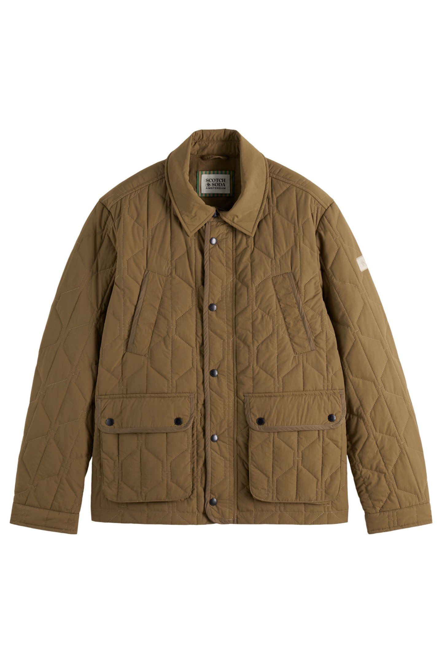 GEOMETRIC QUILTED COAT GOLDEN BROWN 2