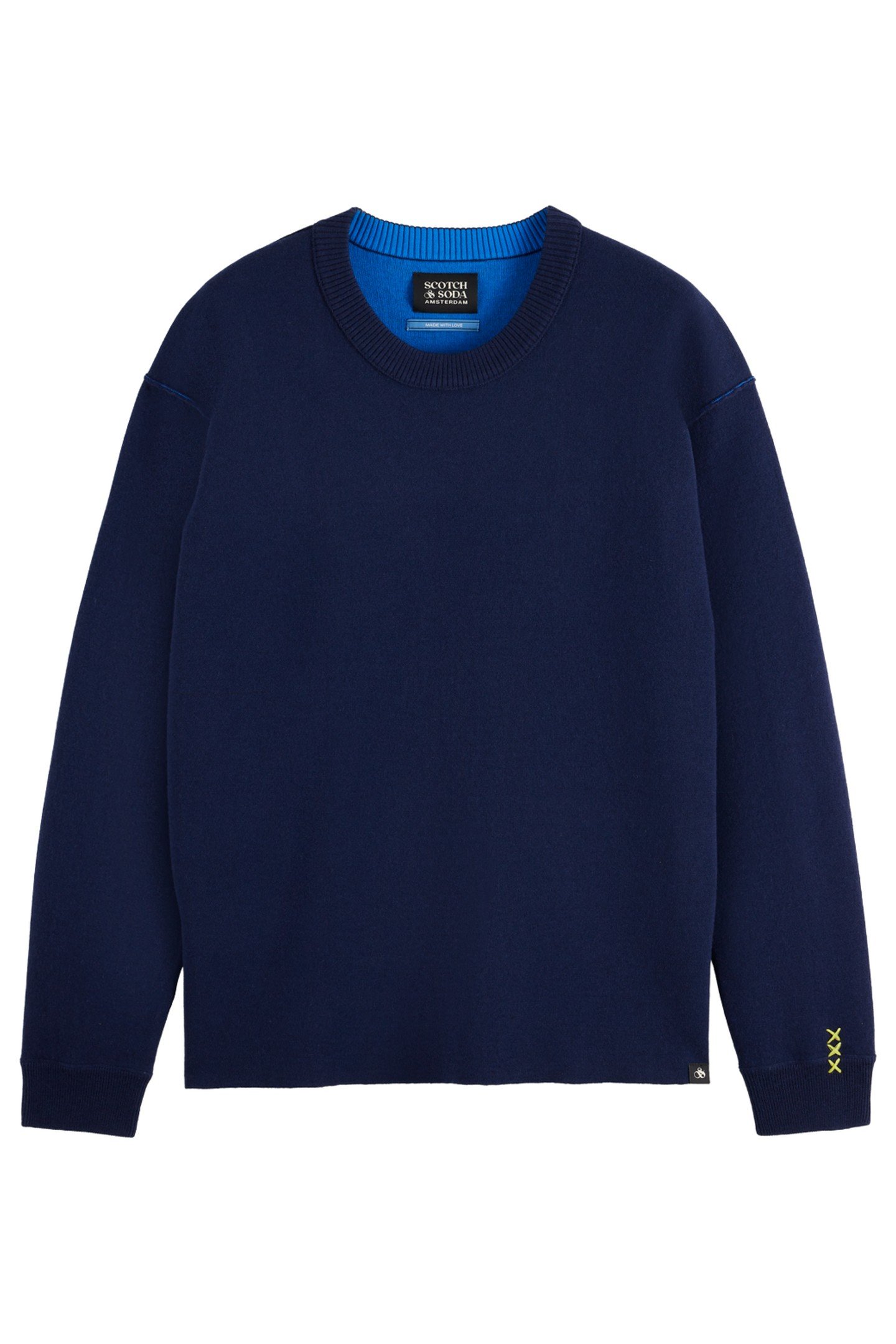 MERINO DOUBLE FACE DROPPED SHOULDER CREWNECK NAVY 1