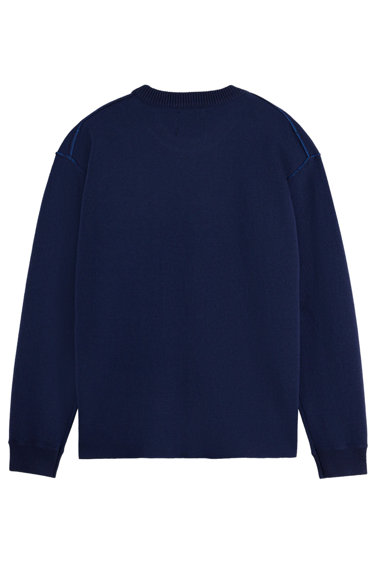 MERINO DOUBLE FACE DROPPED SHOULDER CREWNECK NAVY 3