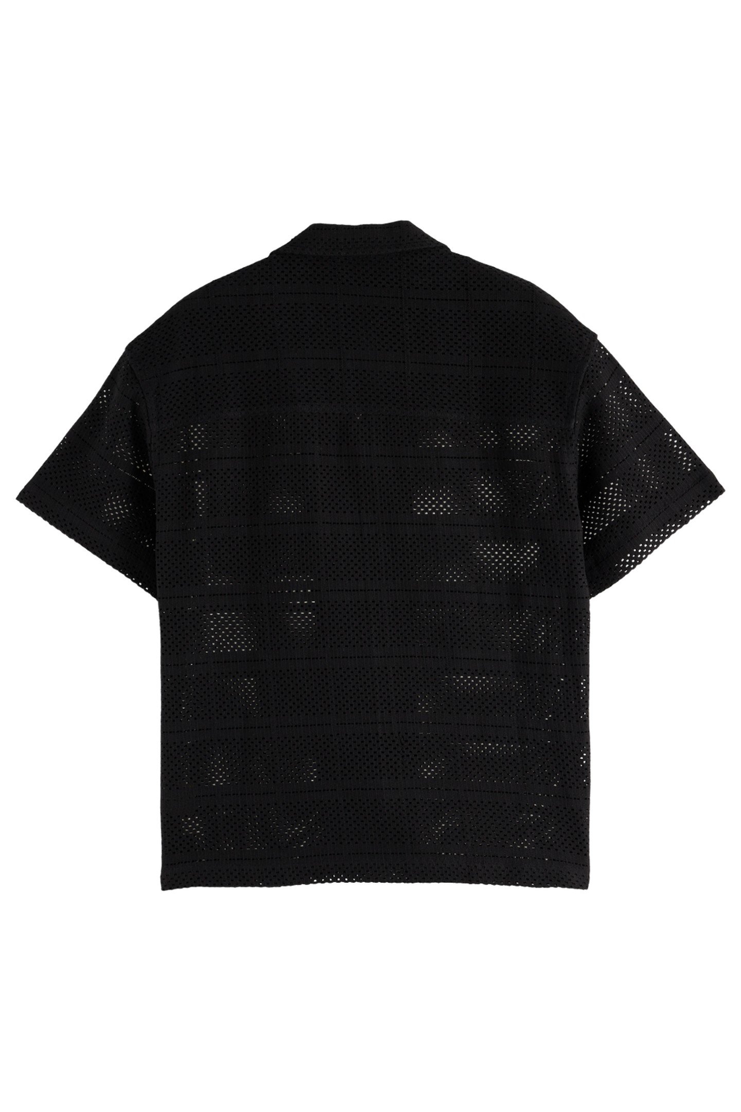 CROCHET SHORT-SLEEVED RELAXED-FIT SHIRT WASHED BLACK 3