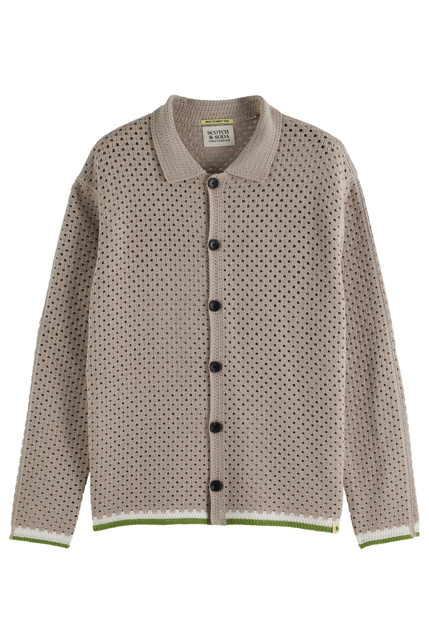 CROCHET LONG-SLEEVED SHIRT HIGHWAY GREY 1