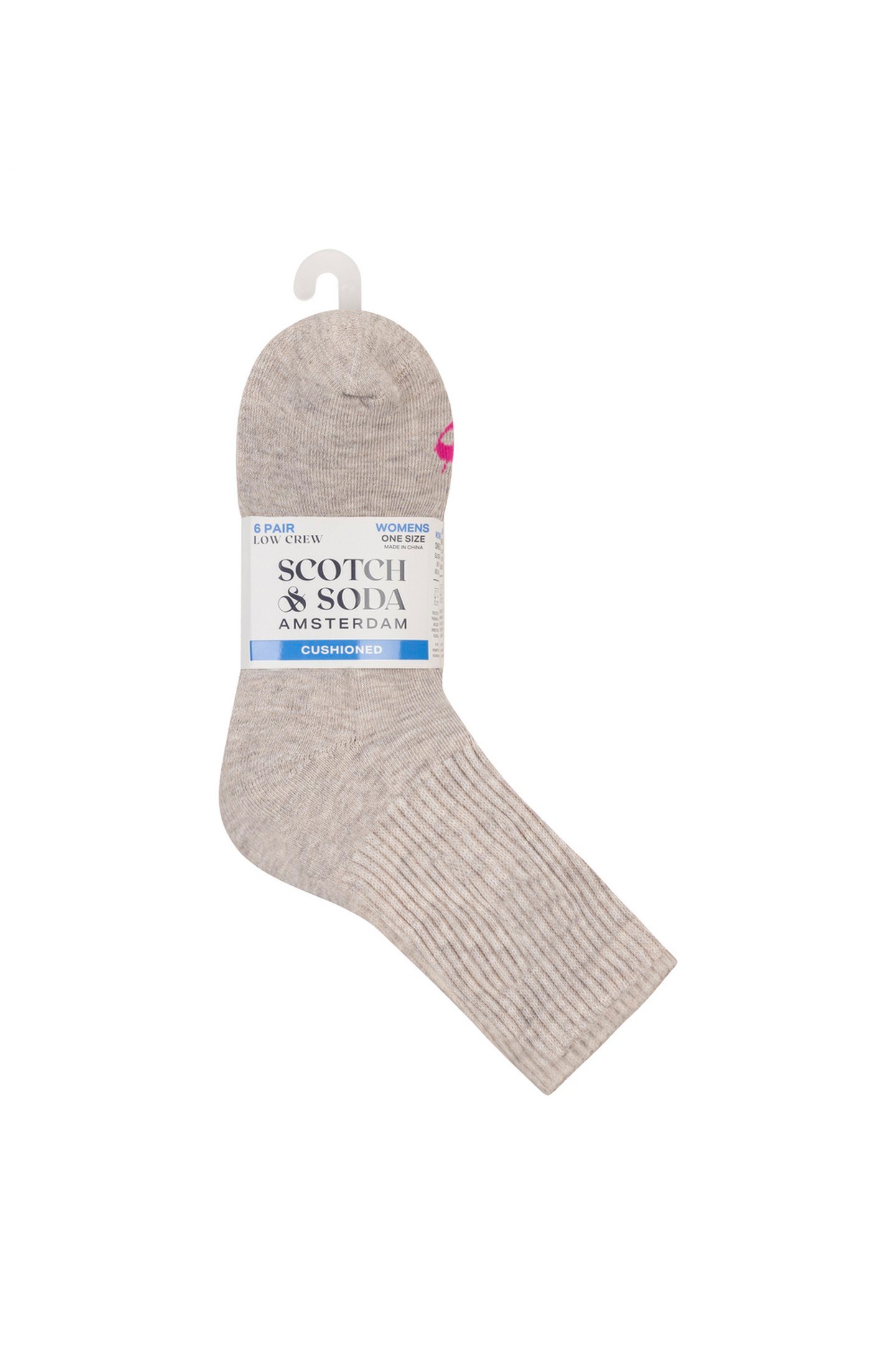 6PK WOMENS 1/2 TERRY LOW CREW IVORY 9