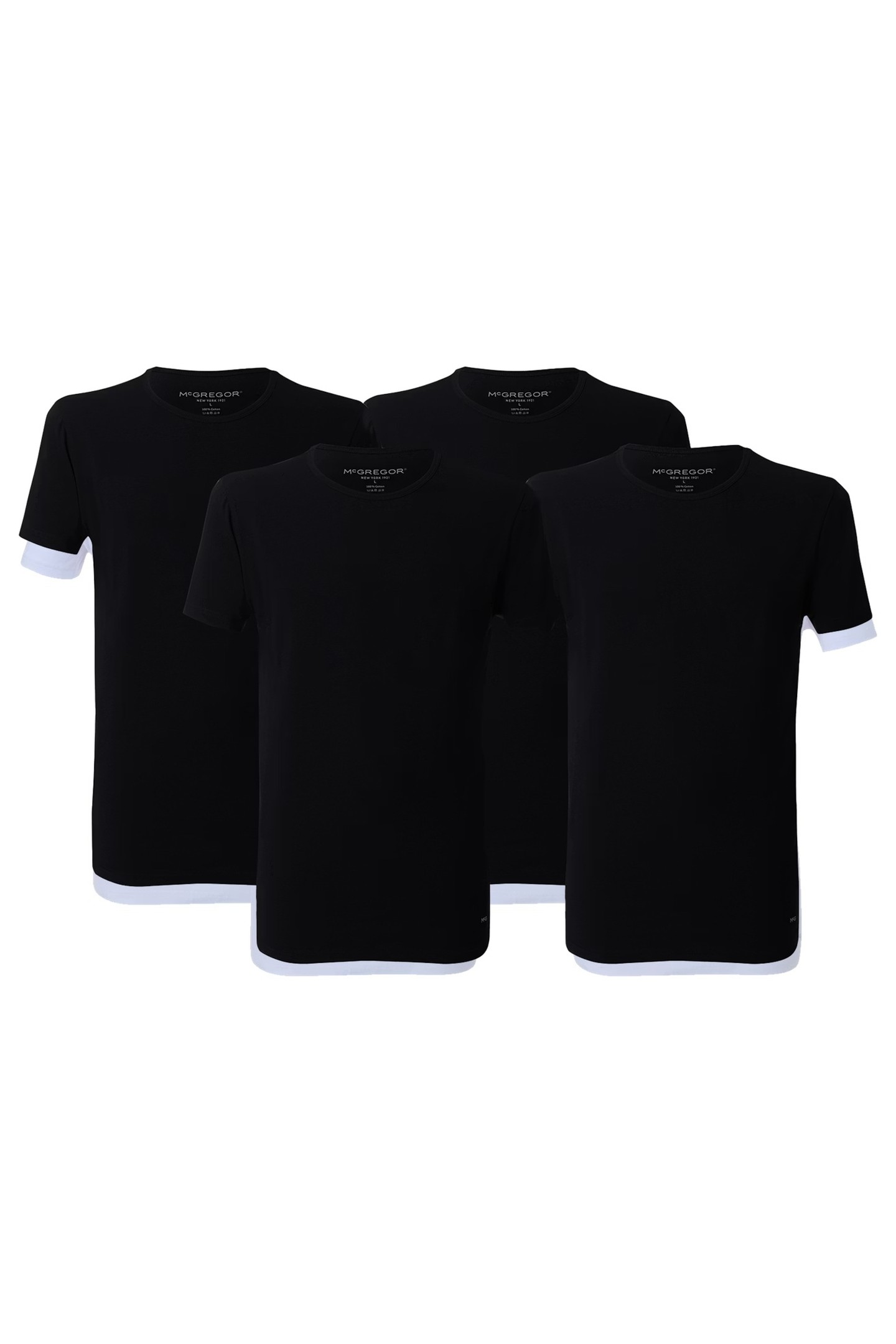 PREMIUM - STRETCH T-SHIRT - 4-PACK BLACK by McGregor