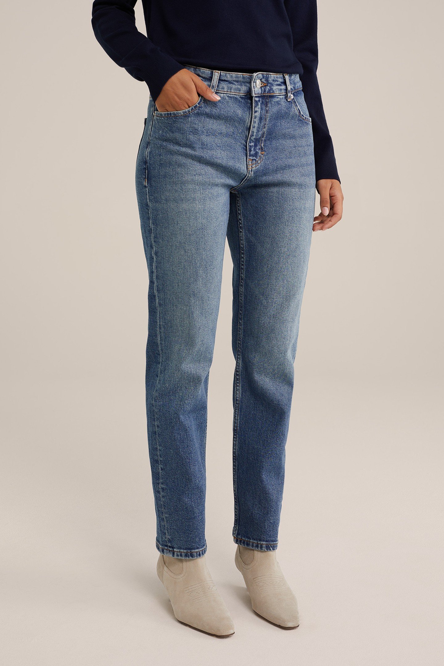 5-POCKET MID WAIST DARK BLUE 1