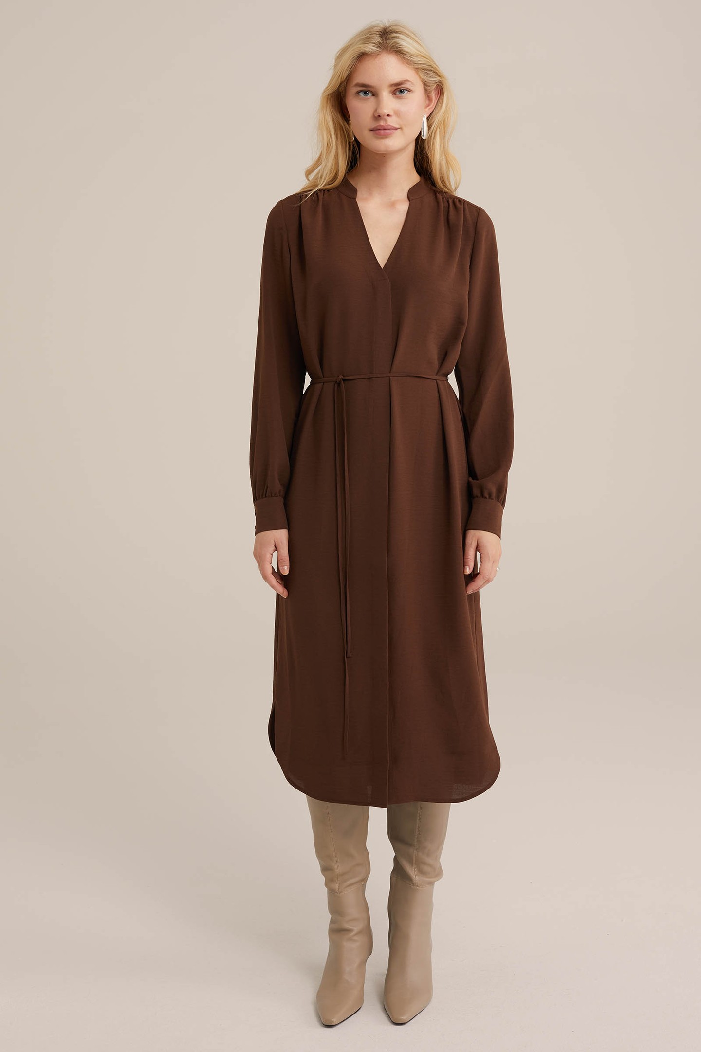DRESS MID LENGTH BROWN 2