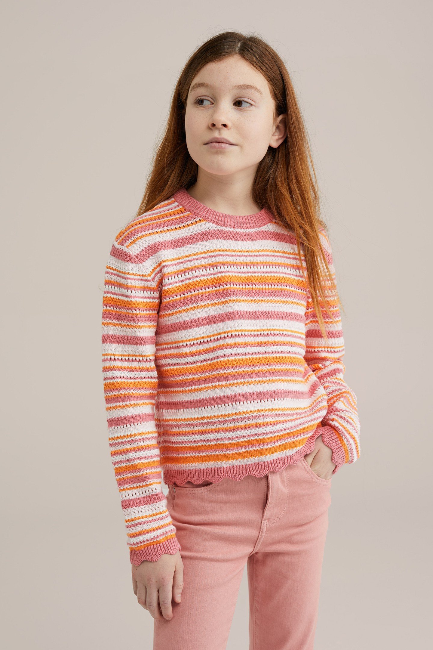 GIRLS KNITTED PULLOVER PINK 1