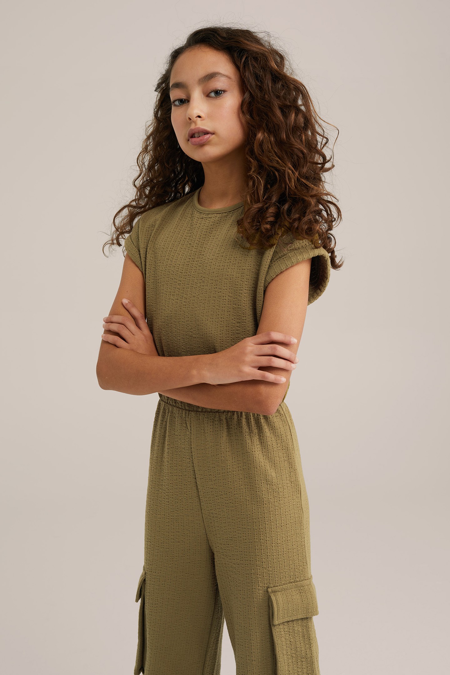 GIRLS JUMPSUIT MOSS GREEN 1
