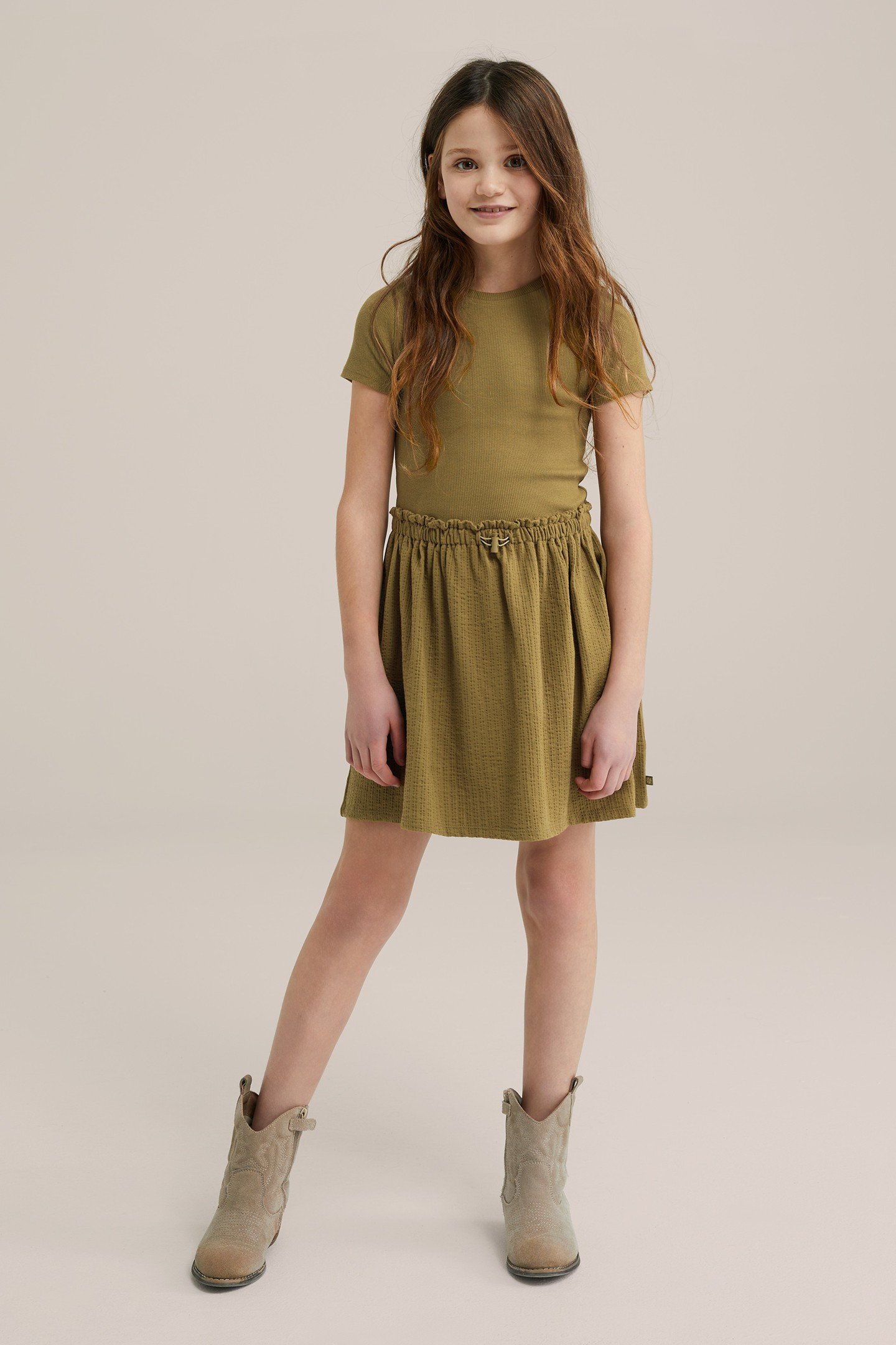 GIRLS DRESS MID LENGTH MOSS GREEN 4