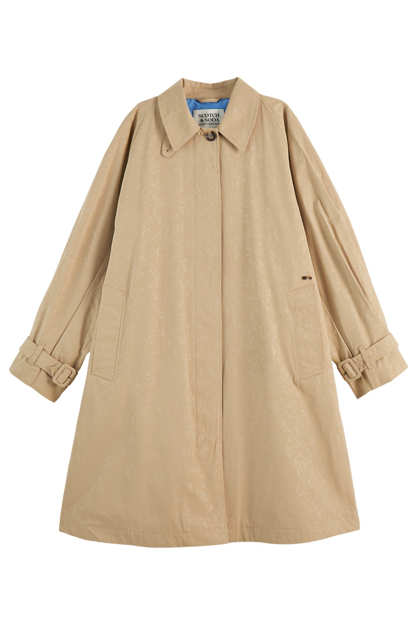 FLORAL EMBOSSED COTTON BLEND CARCOAT SAND 1