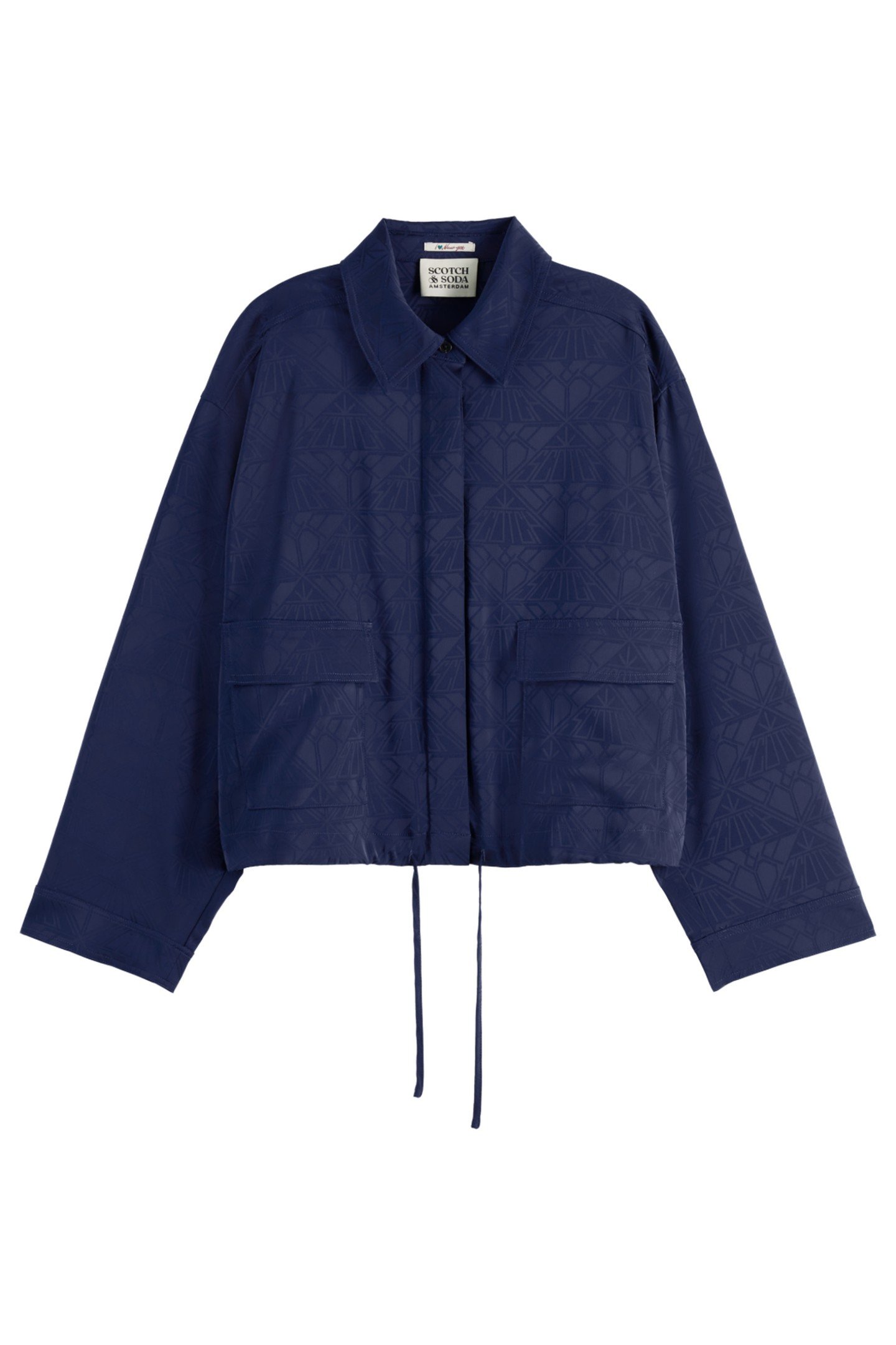 SATIN JACQUARD UTILITY SHIRT NAVY 1