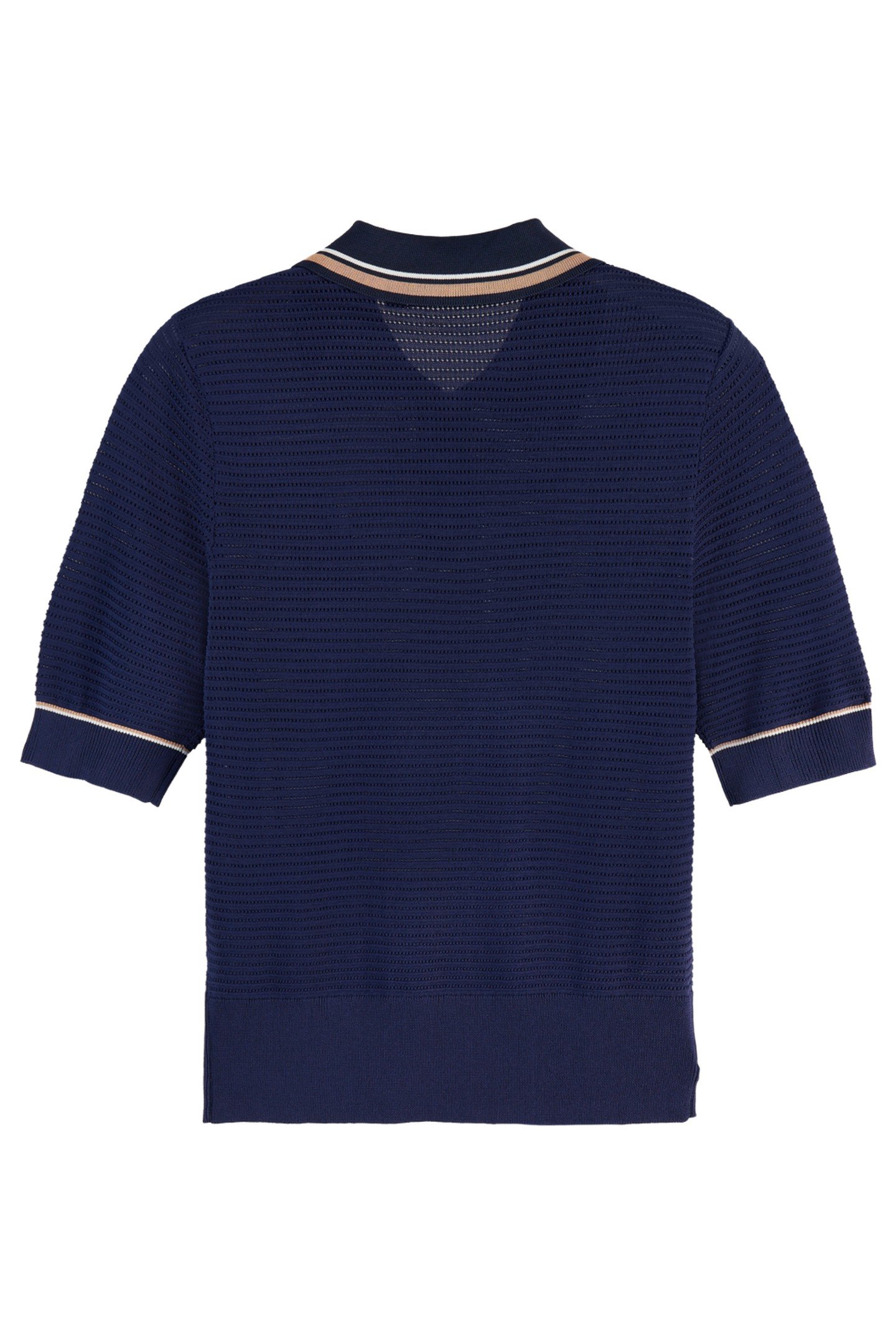 POINTELLE COLLARED KNITTED TEE NAVY 3