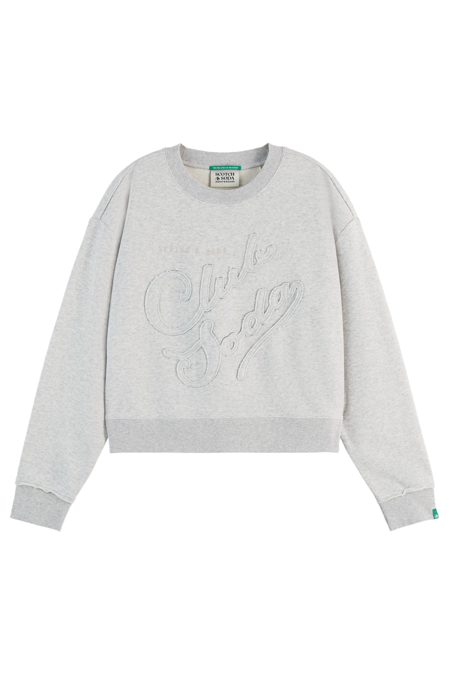 APPLIQUE ARTWORK LOOSE SWEATER LIGHT GREY MELANGE 1