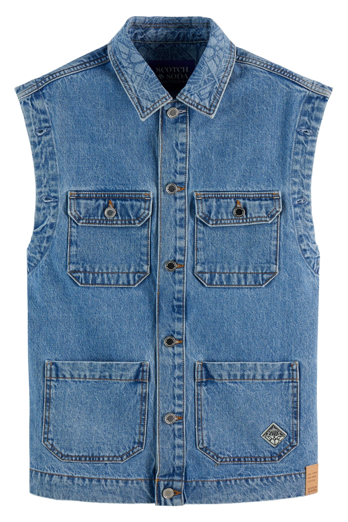 WASHED DENIM JACKET WITH DETACHABLE SLEEVES LAKEHOUSE 1