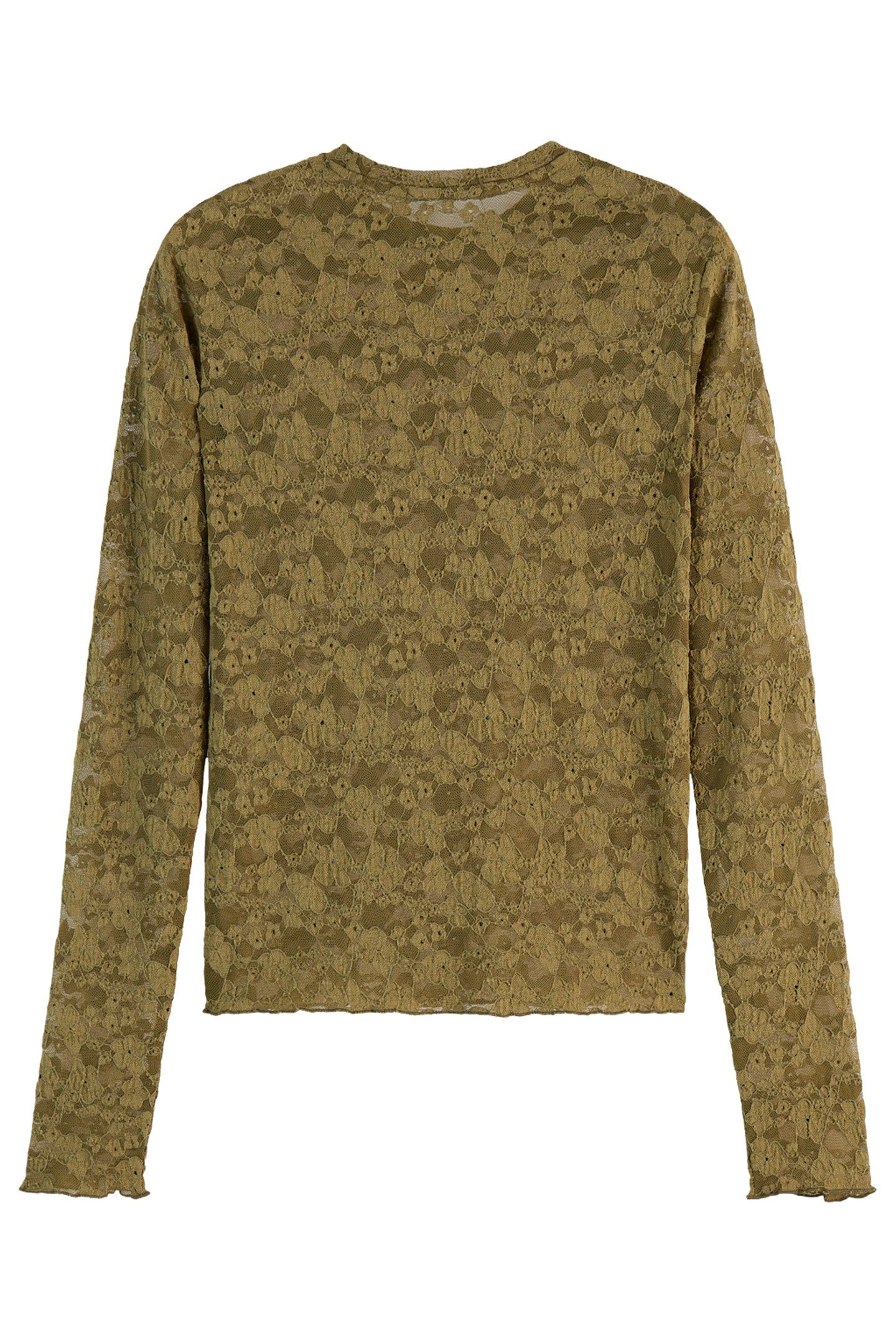 FLORAL LACE LS T-SHIRT WASHED MILITARY 3