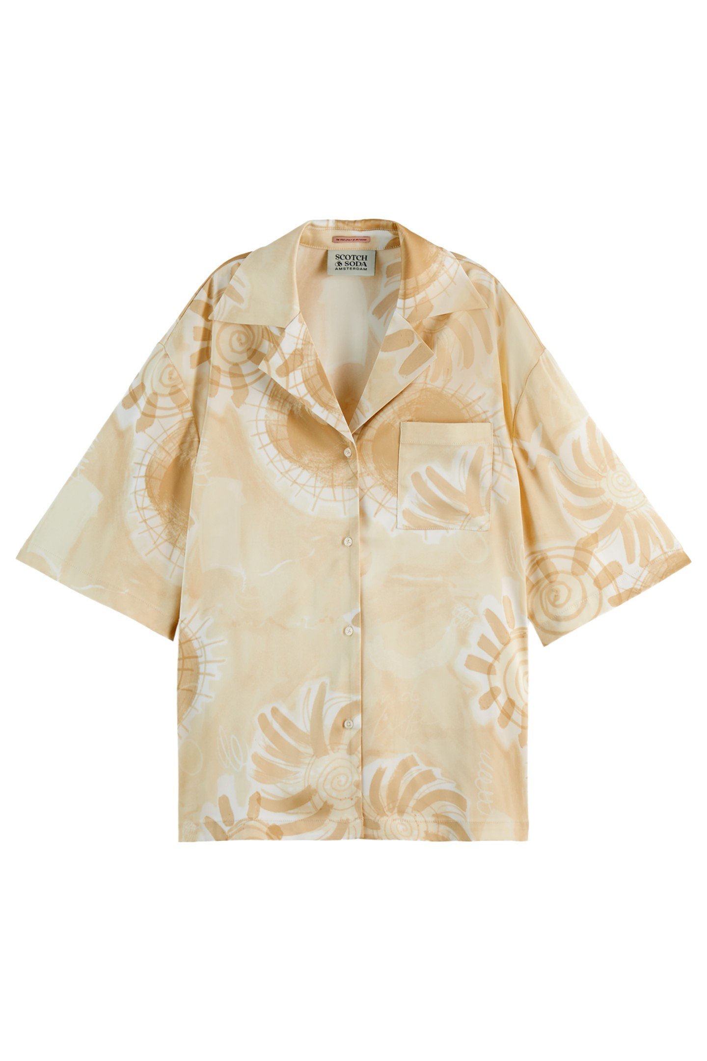 SATIN PRINTED SHORT SLEEVE SHIRT ABSTRACT SUN SAND 5